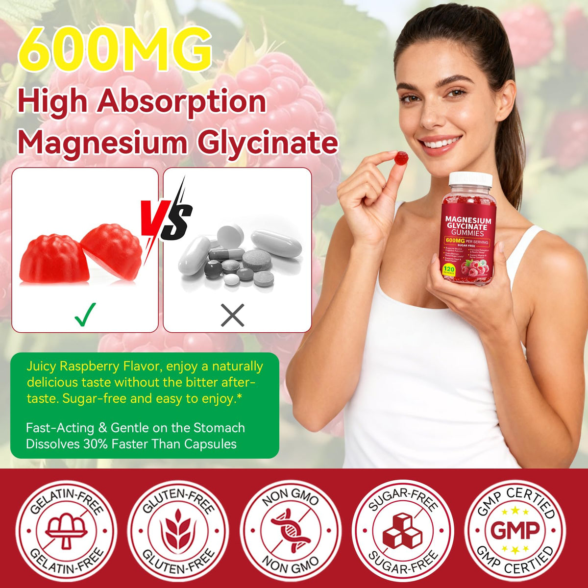 120 Count Magnesium Glycinate Gummies 600mg for Adults, Supports Relaxation, Magnesium Glycinate Chewable, - PrimeBioHealth - canada supplements