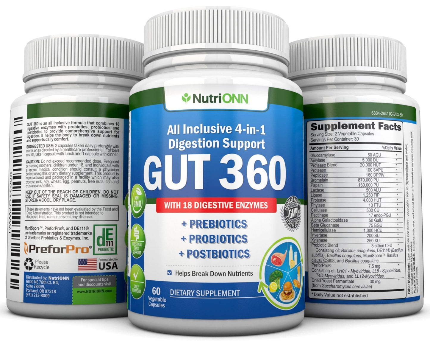 4-in-1 Probiotics, Prebiotics & Postbiotics with 18 Digestive Enzymes for Women & Men - Complete Gut & Digestive Support Supplement - PrimeBioHealth - canada supplements