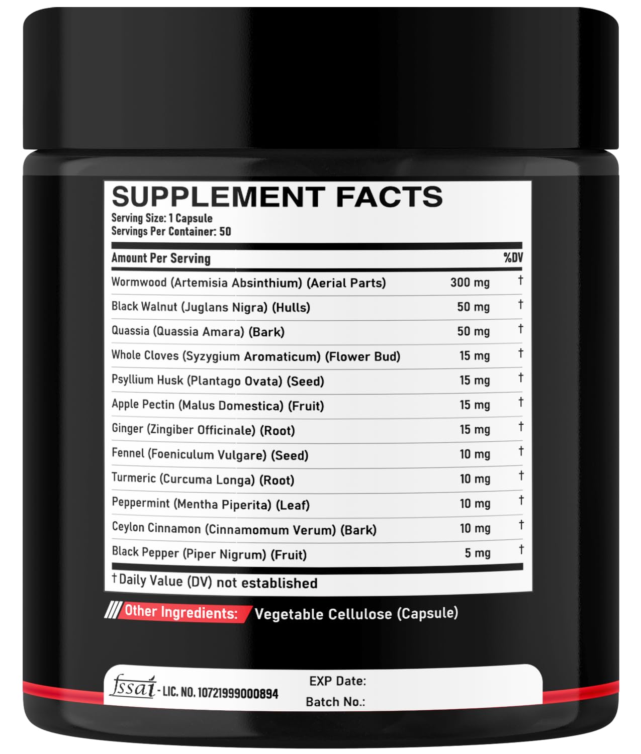 DEDICAD Wormwood Capsules - 12 Herbs Blended Black Walnut, Cloves, Ginger, Turmeric, Cinnamon, Apple, Quassia - 2 Packs 50 Capsules DEDICAD buy supplements Au
