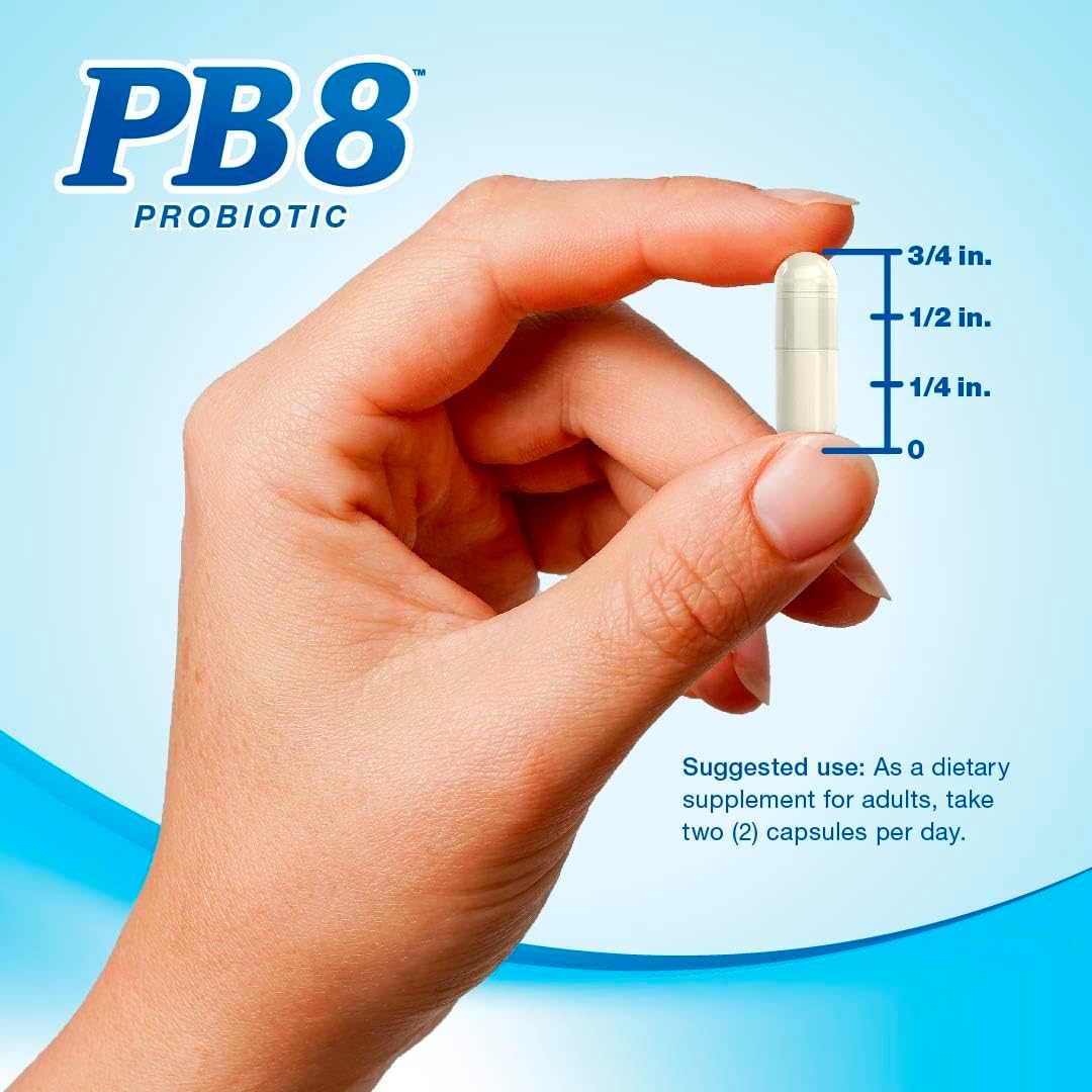 PB8 Probiotic | 14 Billion CFU | 120 Capsules | 8 Strains | for Women and Men | Gluten, Soy, and Milk Free Supplement