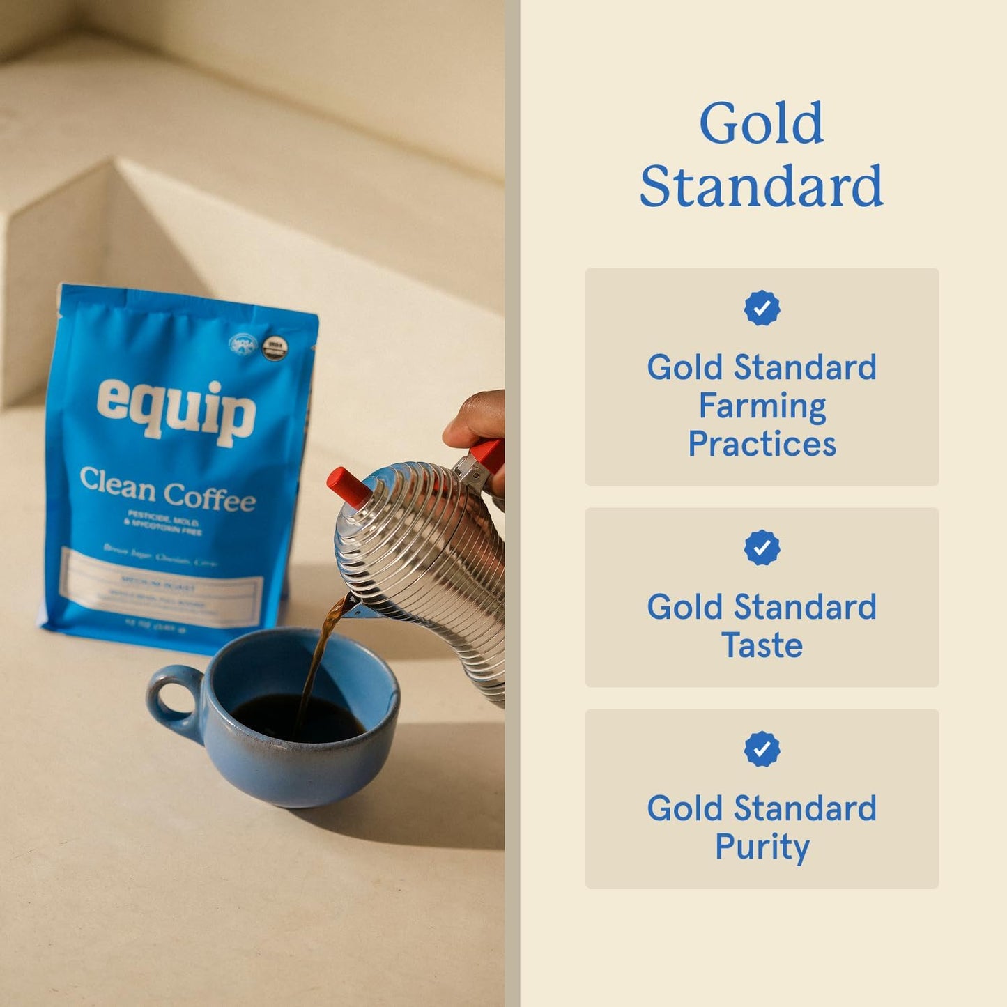 Equip Foods Prime Protein Powder Chocolate & Gold Standard Clean Coffee