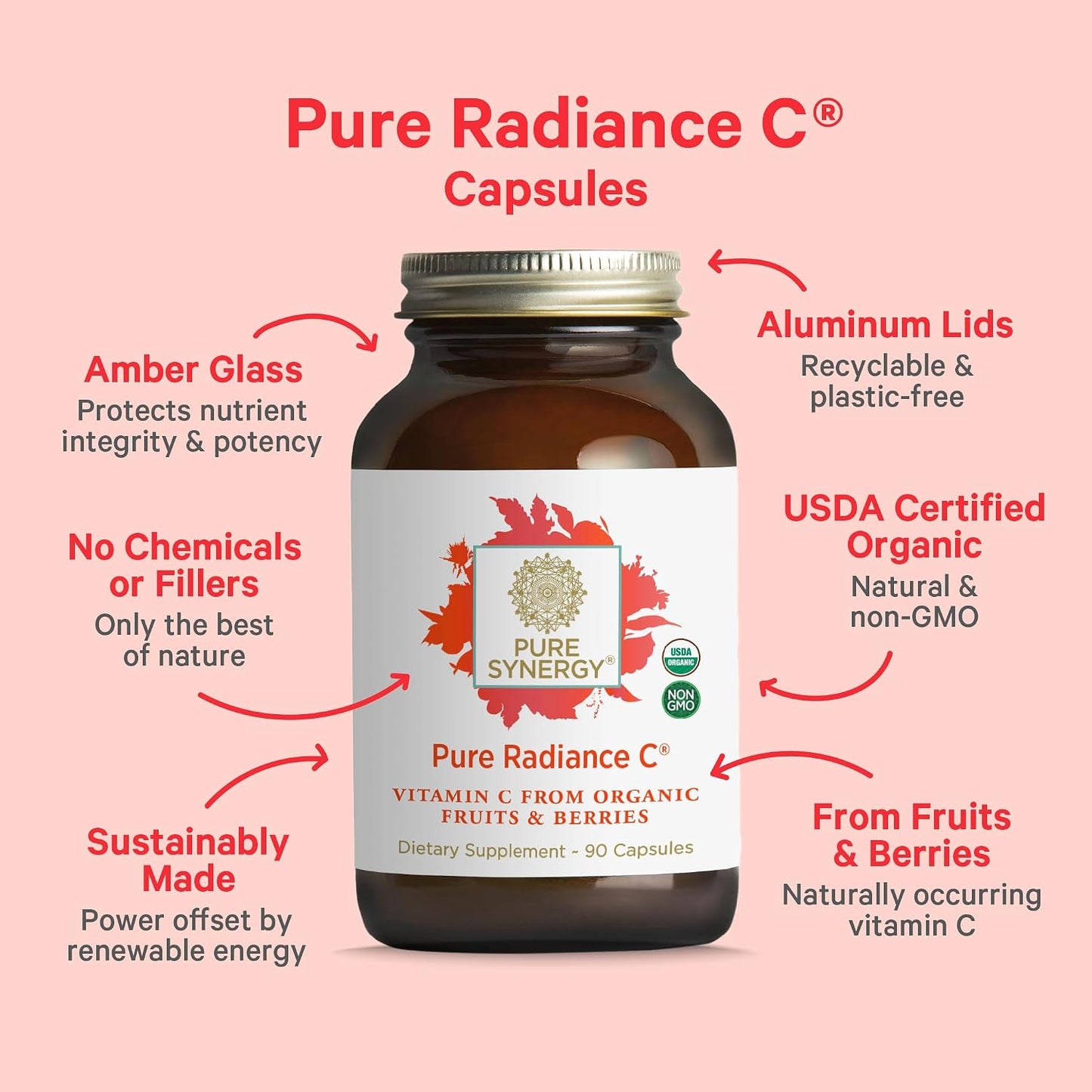 PURE SYNERGY Mood and Adrenal Support Bundle | Mood Support Supplement with Organic Saffron Extract | USDA Organic Vitamin C | Vitamin B Complex Made with Whole Foods | Non-GMO and Vegan