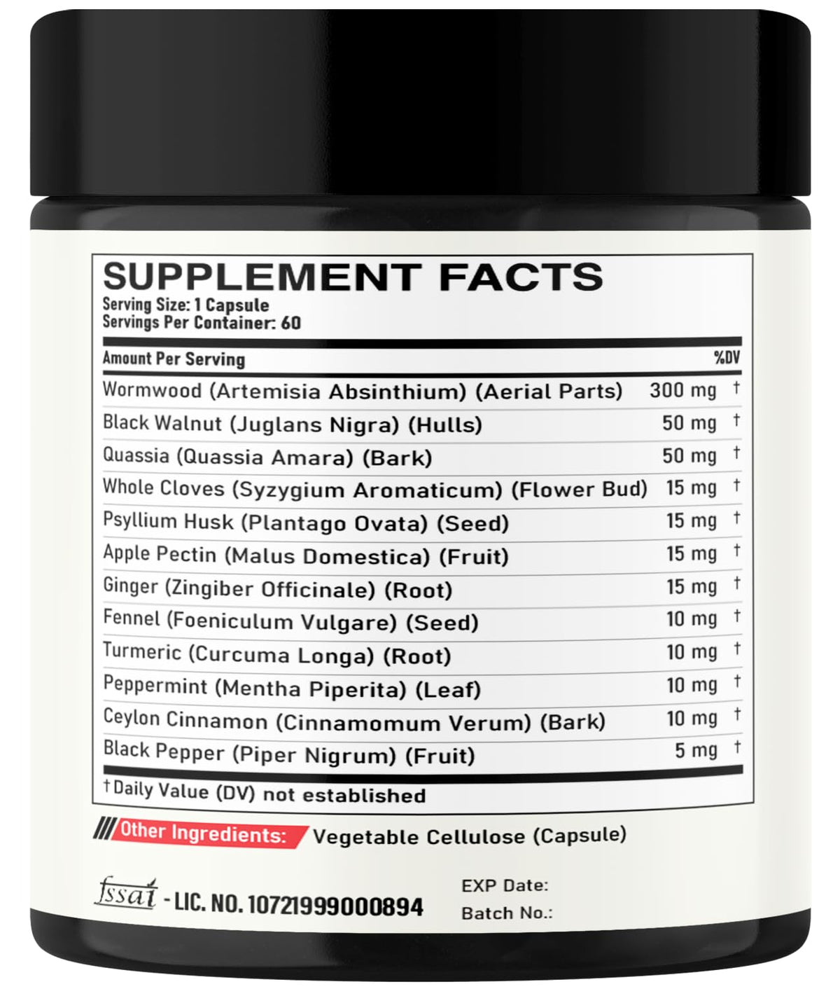 DEDICAD 12in1 Wormwood Capsules Black Walnut Cloves, Ginger, Turmeric Curcumin & Black Pepper - Immune System - 60 Capsules DEDICAD buy supplements Au