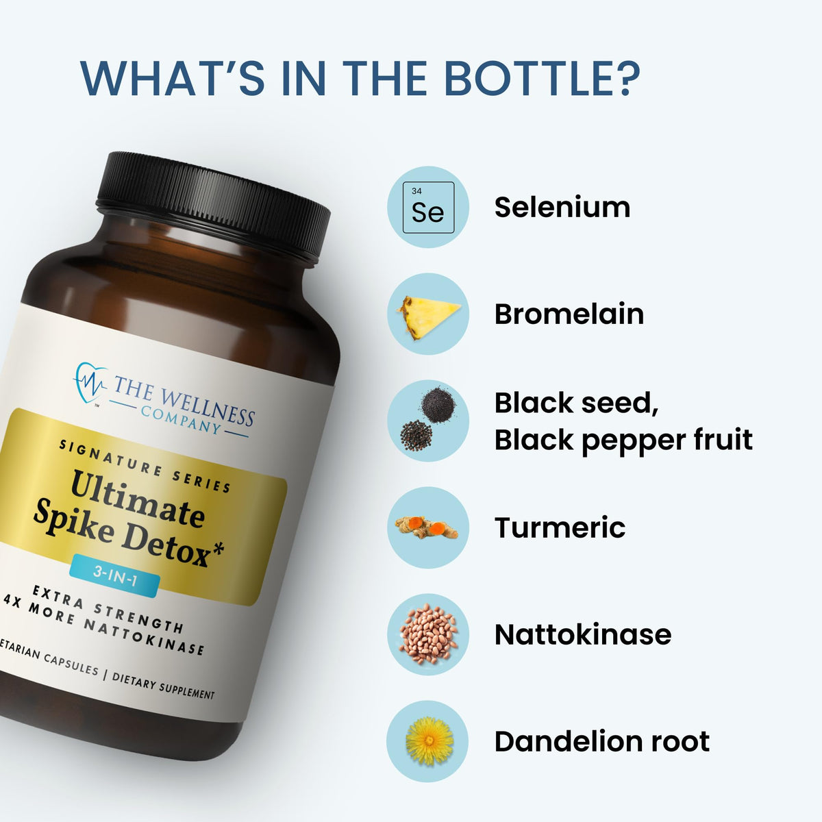 The Wellness Company Ultimate Spike Detox – Dr. McCullough Designed - 3-in-1 Nattokinase, Turmeric, & Bromelain Extra Strength