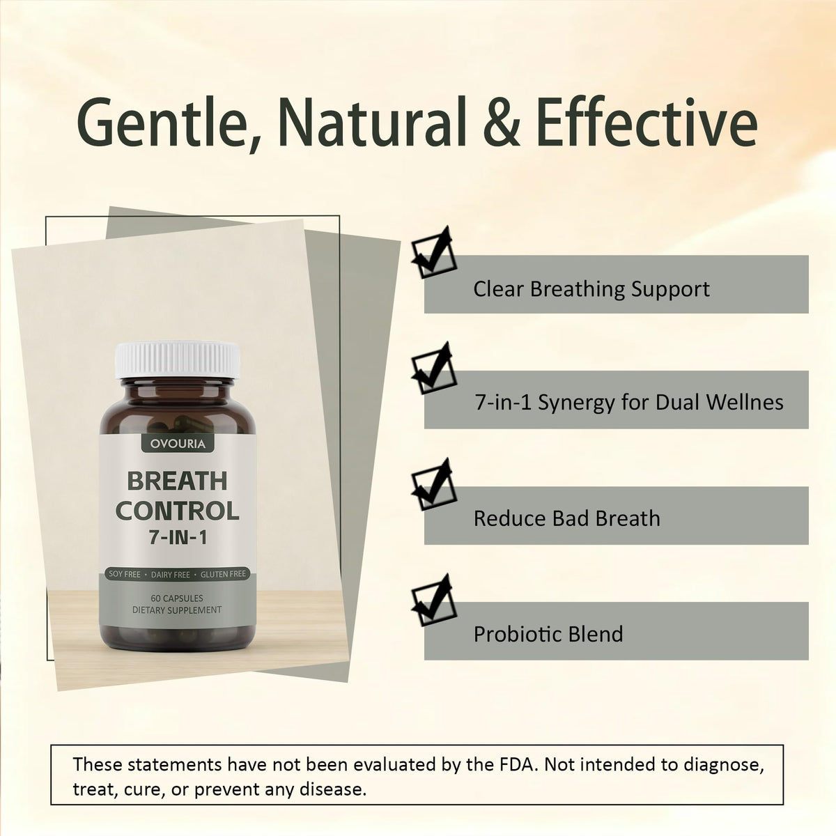 TANSPRESSO ovouria Breath & Gut Balance Capsules - 7-in-1 Formula with Probiotics, Zinc Gluconate & Magnesium Citrate for Fresh Breath, Chronic Halitosis Relief & Digestive Wellness, 60 Count(1pc) TANSPRESSOBuy Supplements Australia