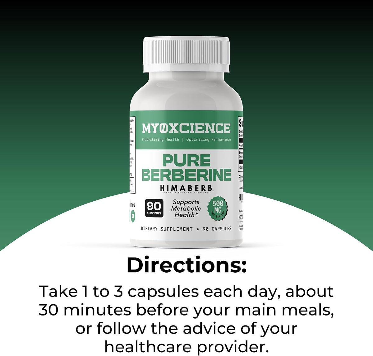 MYOXCIENCE Pure Berberine Himaberb | 500 mg of Berberine HCl per Serving | 90 Servings