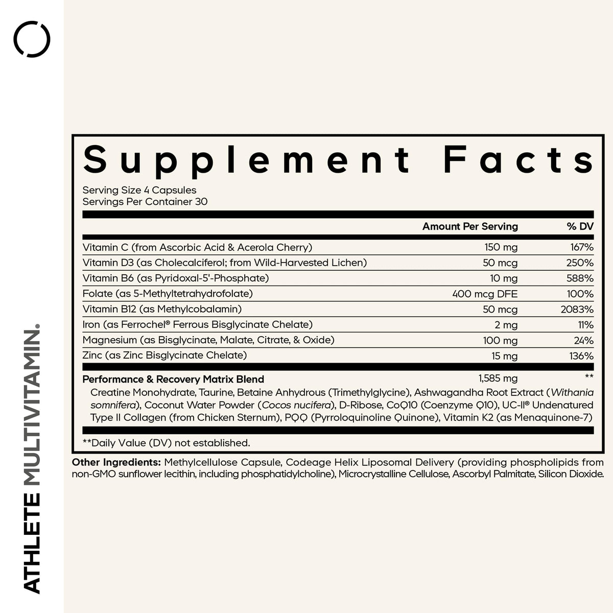 Codeage Athlete Multivitamin Platinum – Sports Supplement with Vitamins & Minerals, Folate, Iron & Magnesium, Creatine, Taurine, Electrolytes, CoQ10, PQQ, UC-II Collagen – Non-GMO – 120 Capsules CodeageBuy Supplements Australia