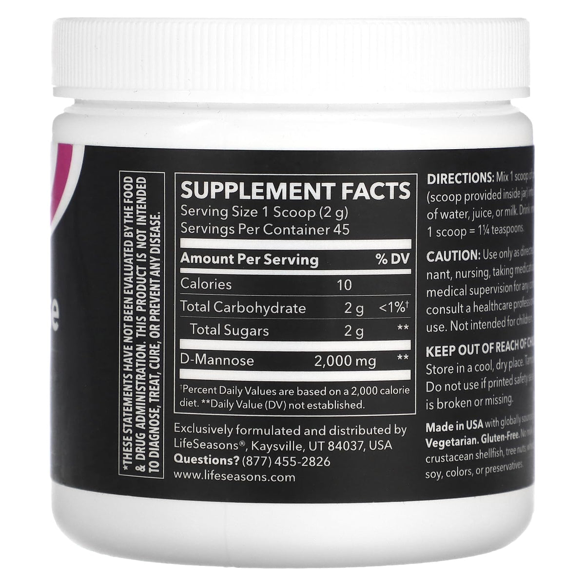 LifeSeasons D-Mannose Powder - Fast-Acting UTI Relief - Urinary Tract Health Supplement - Supports Healthy Levels of Microflora & Eases Bladder Discomfort - 45 Servings LifeSeasonsBuy Supplements Australia