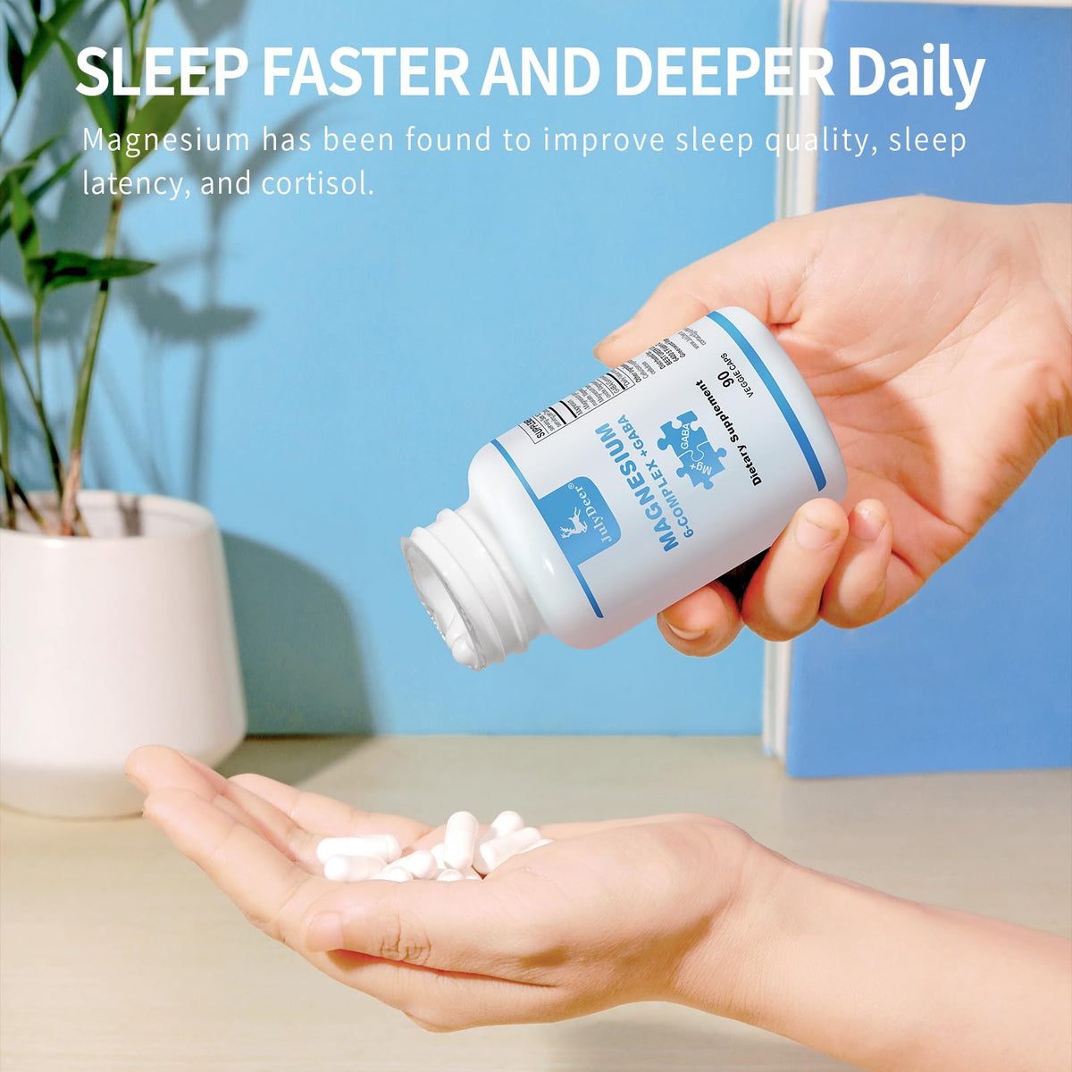 JulyDeer Sixfold Magnesium Complex | 350mg of Magnesium Glycinate, Malate, Citrate, Taurine, Oxide, Mg+ for Muscles,Nerves,& Energy, GABA Sleep Support | High Absorption | Vegan | 90 Capsules Risabou buy supplements Au