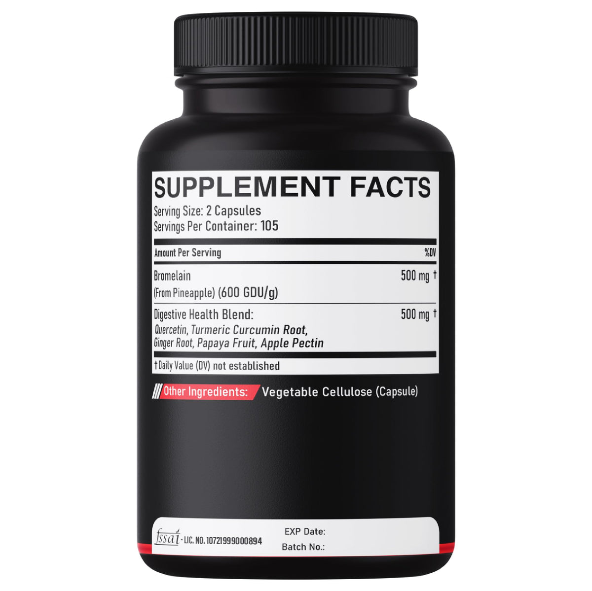 DEDICAD 6in1 Bromelain 500mg Supplement - 1000mg per Serving - 210 Capsules with Digestive Health Blend as Quercetin, Ginger, Turmeric, Papaya - Support Overall Health, Digestion & Immune System DEDICAD buy supplements Au