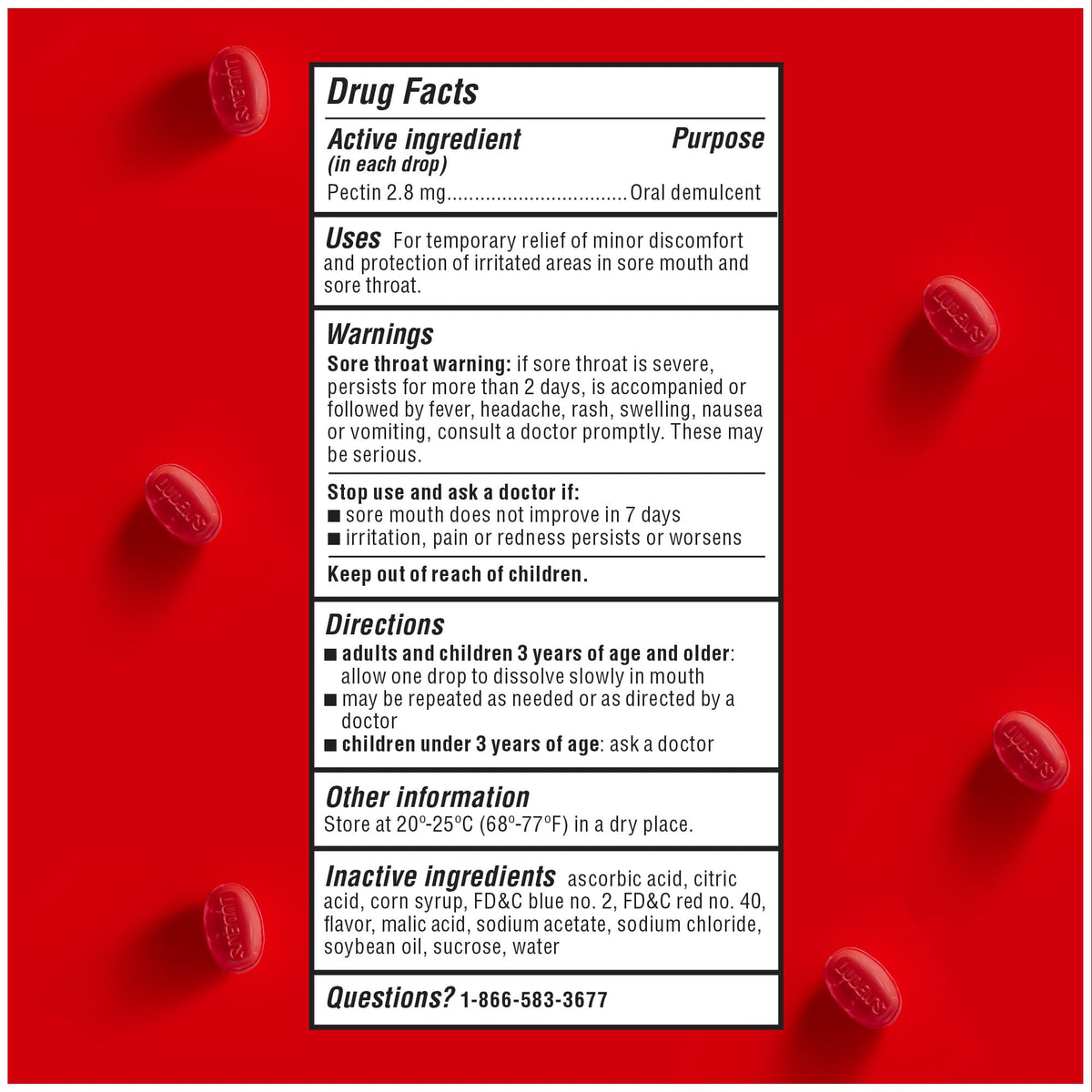 Luden's Sore Throat Relief Lozenges for Minor Everyday Irritation & Dry Mouth, Wild Cherry Flavored Drops, 30 Count