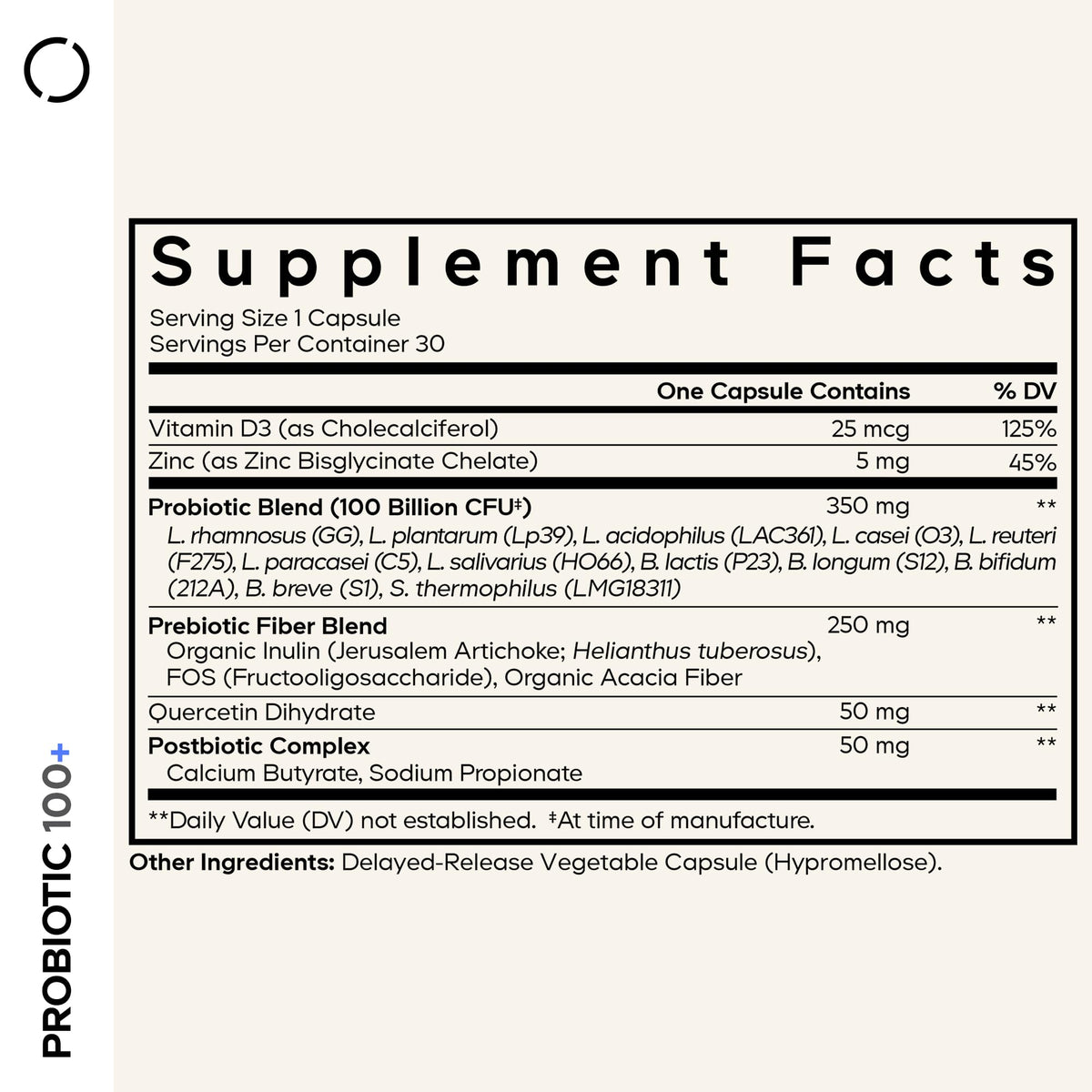 Codeage Probiotic+ 100 Billion CFU Supplement - 12-Strain Probiotic Blend, Organic Prebiotic Fiber, Postbiotics, Vitamin D3, Zinc Bisglycinate, Quercetin - for Men & Women - Non-GMO- 30 Capsules CodeageBuy Supplements Australia