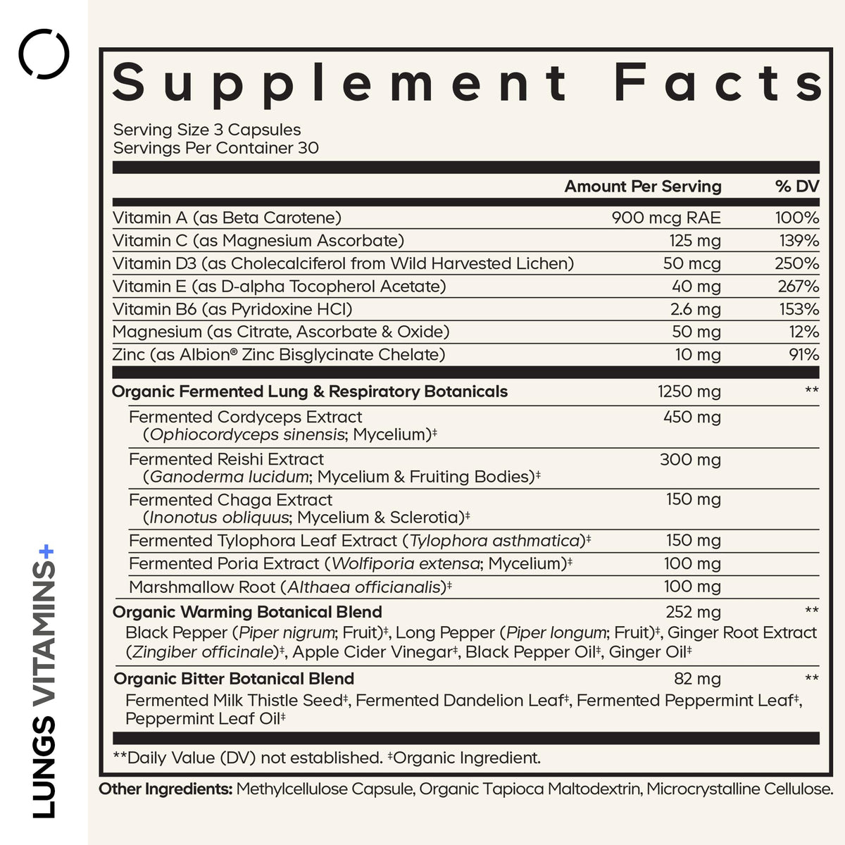 Codeage Lungs Vitamins, A, C, D, E, B6, Milk Thistle Lung Supplement, Zinc & Magnesium, Cordyceps, Reishi, Chaga, Poria, Tylophora, Ginger, Peppermint Leaf Organic Herb Cleanse - Non-GMO - 90 Capsules CodeageBuy Supplements Australia