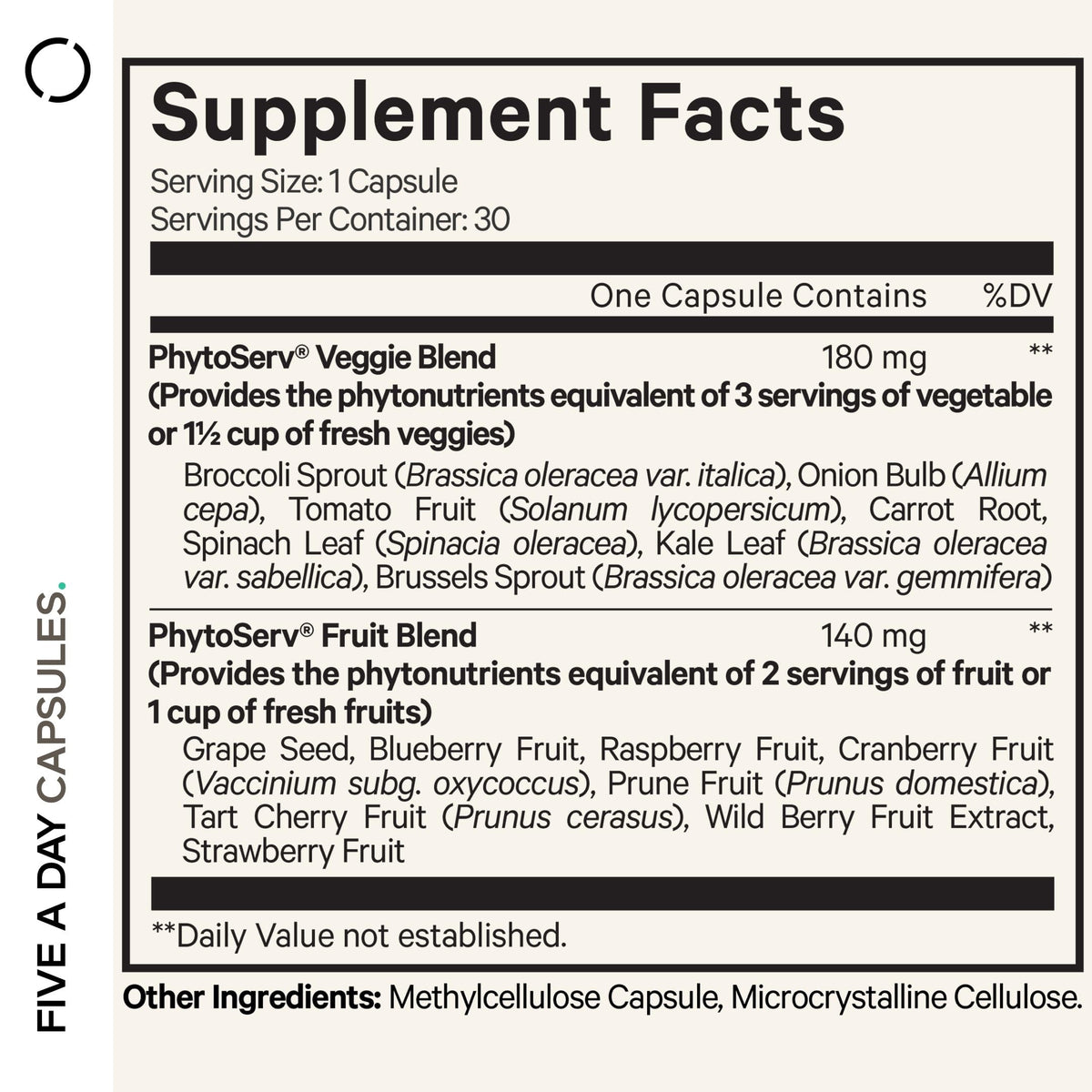 Codeage Instantfood Five A Day – Fruits & Vegetables Capsule Supplement – Whole Food Phytonutrients – 15 Fruits and Veggies Blend - Vegan, Non-GMO – 30 Capsules CodeageBuy Supplements Australia