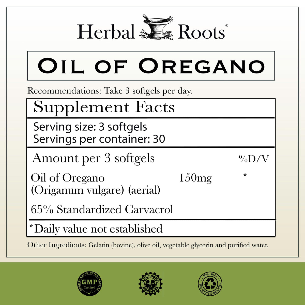 Herbal Roots Oil of Oregano - Made from Mediterranean Oregano Oil - 90 Easy to Swallow Softgel Capsules - Extra Strength 150mg Herbal Roots buy supplements Au