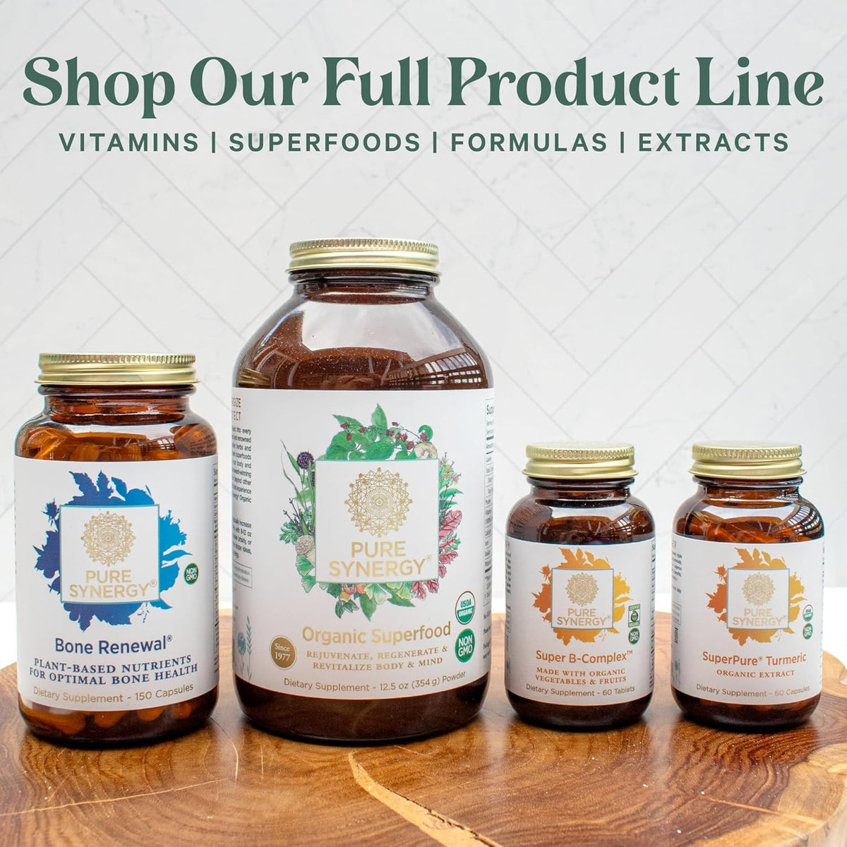 PURE SYNERGY Multi·Vita·Min | Vegan Multivitamin Made with Organic Whole Foods | Twice Daily Supplement for Men and Women | Core Nutrients for Energy, Mood, Immune, and Bone Health (60 Tablets)