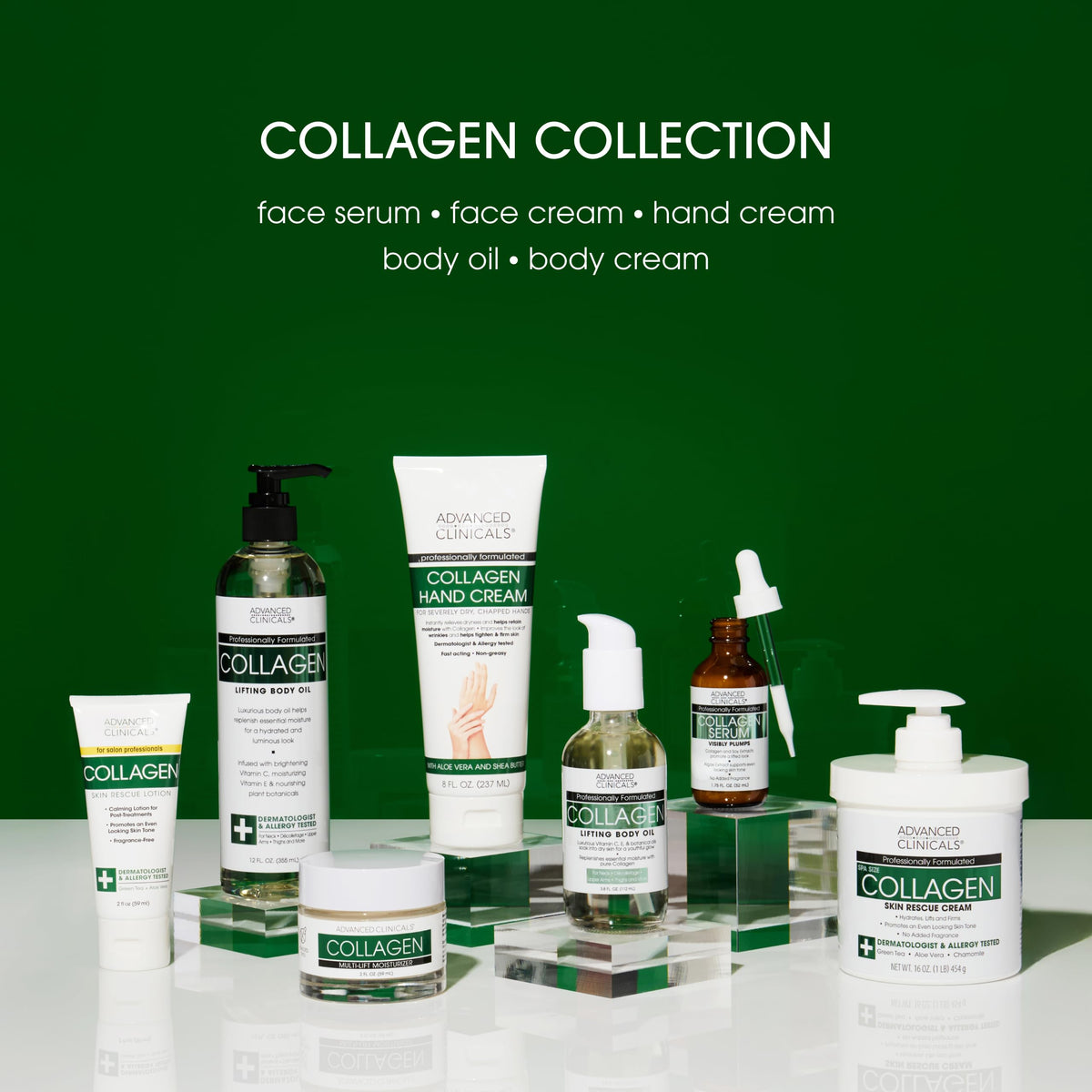 Advanced Clinicals Collagen Cream Body Lotion & Face Moisturizer W/Vitamin E | Skincare Moisturizing Collagen Lotion For Women, Men, Hand, & Neck Improves Look Of Crepey Skin & Uneven Dry Skin, 2pc