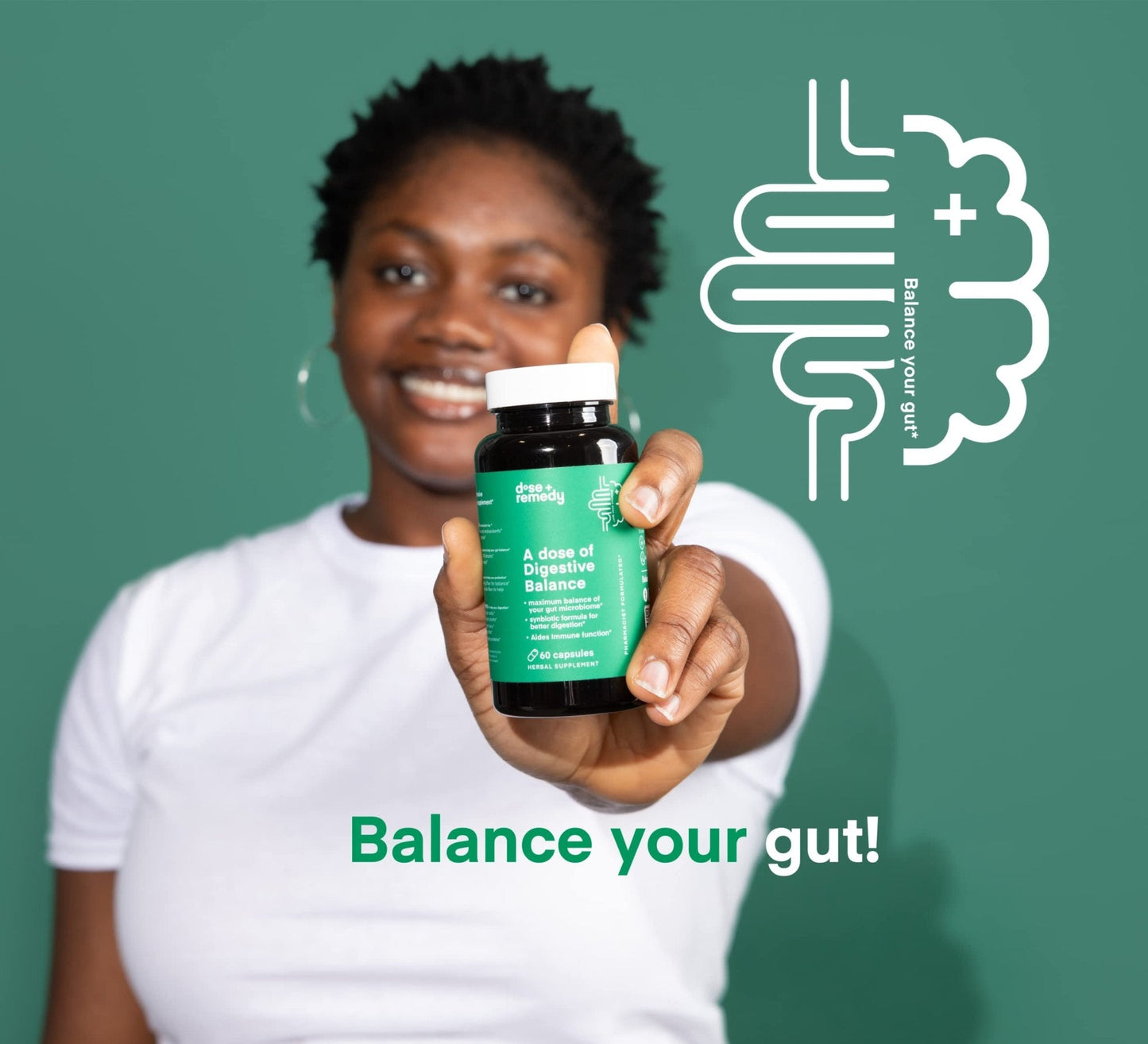 A dose of Digestive Balance-Gut Health Supplement-USDA-Kombucha, 7 Probiotic Strains and Prebiotics for Microbiome-Digestive Enzymes for Digestion - PrimeBioHealth - canada supplements