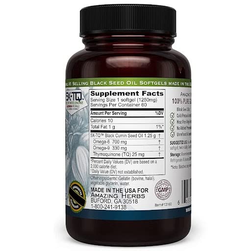 Amazing Herbs Premium Capsules - High Potency, Cold Pressed Nigella Sativa Aids in Digestive Health - PrimeBioHealth - canada supplements