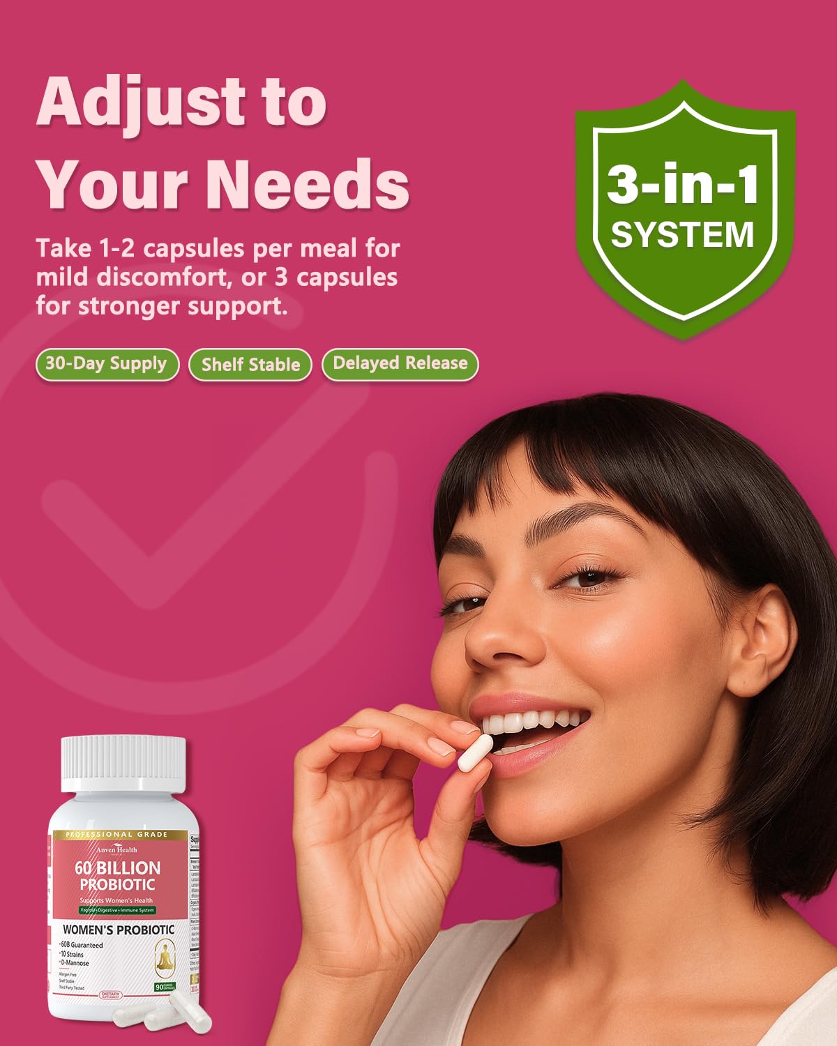 Anven Health Probiotics and Prebiotics for Women pH Balance & Digestion - 60 Billion Vaginal Probiotic with Cranberry & D-Mannose for Gut, Urinary, Immune Health, - PrimeBioHealth - canada supplements