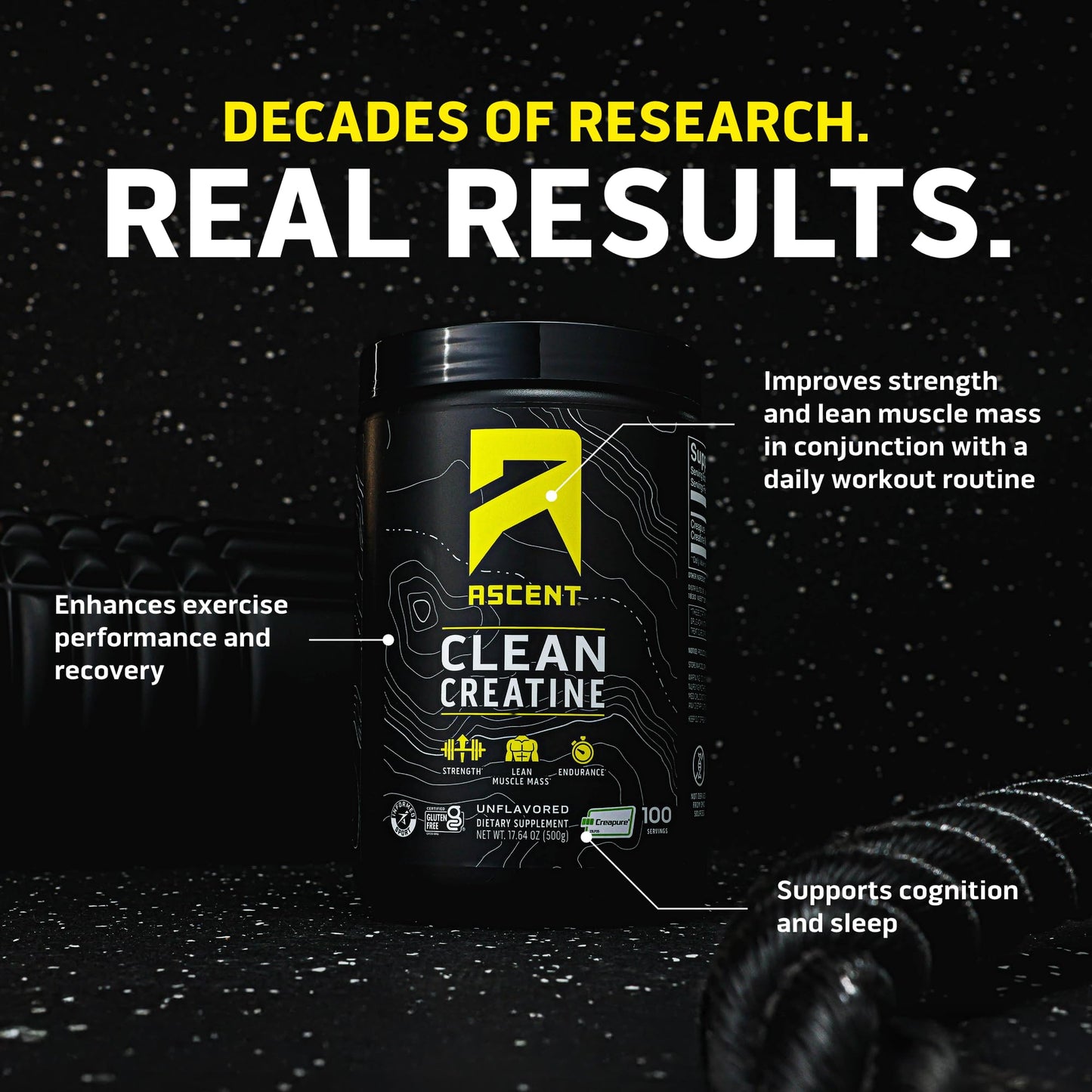 Ascent Clean Creatine Monohydrate Powder - 5G Per Serving, Creapure Creatine Supplement - Unflavored, 100 Servings - PrimeBioHealth - canada supplements