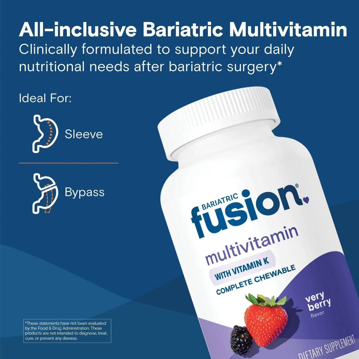 Bariatric Fusion Very Berry Complete Chewable Bariatric Multivitamin with Iron and Vitamin K for Bariatric Surgery Patients Including - PrimeBioHealth - canada supplements