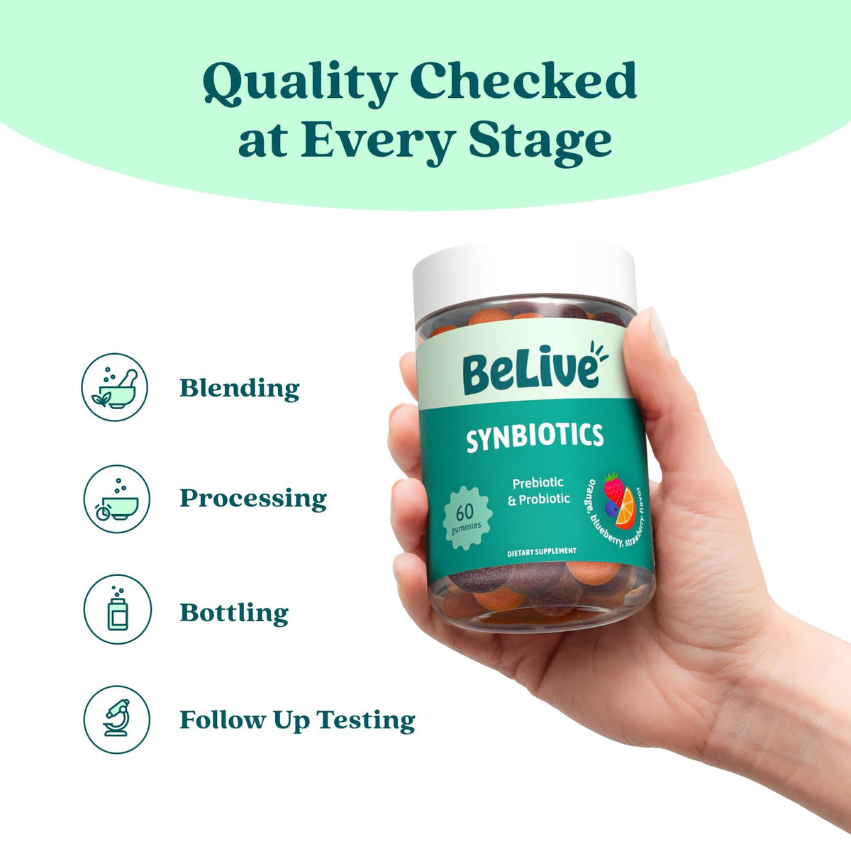 BeLive Synbiotics - Probiotic & Prebiotic Fiber Gummies – High Strength Inulin (3g), Dietary Fiber Supplement, Digestive Support for Kids & Adults - Strawberry, Orange, - PrimeBioHealth - canada supplements