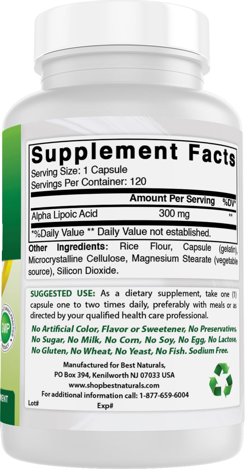 Best Naturals Alpha Lipoic Acid 300 mg 120 Capsules - PrimeBioHealth - canada supplements