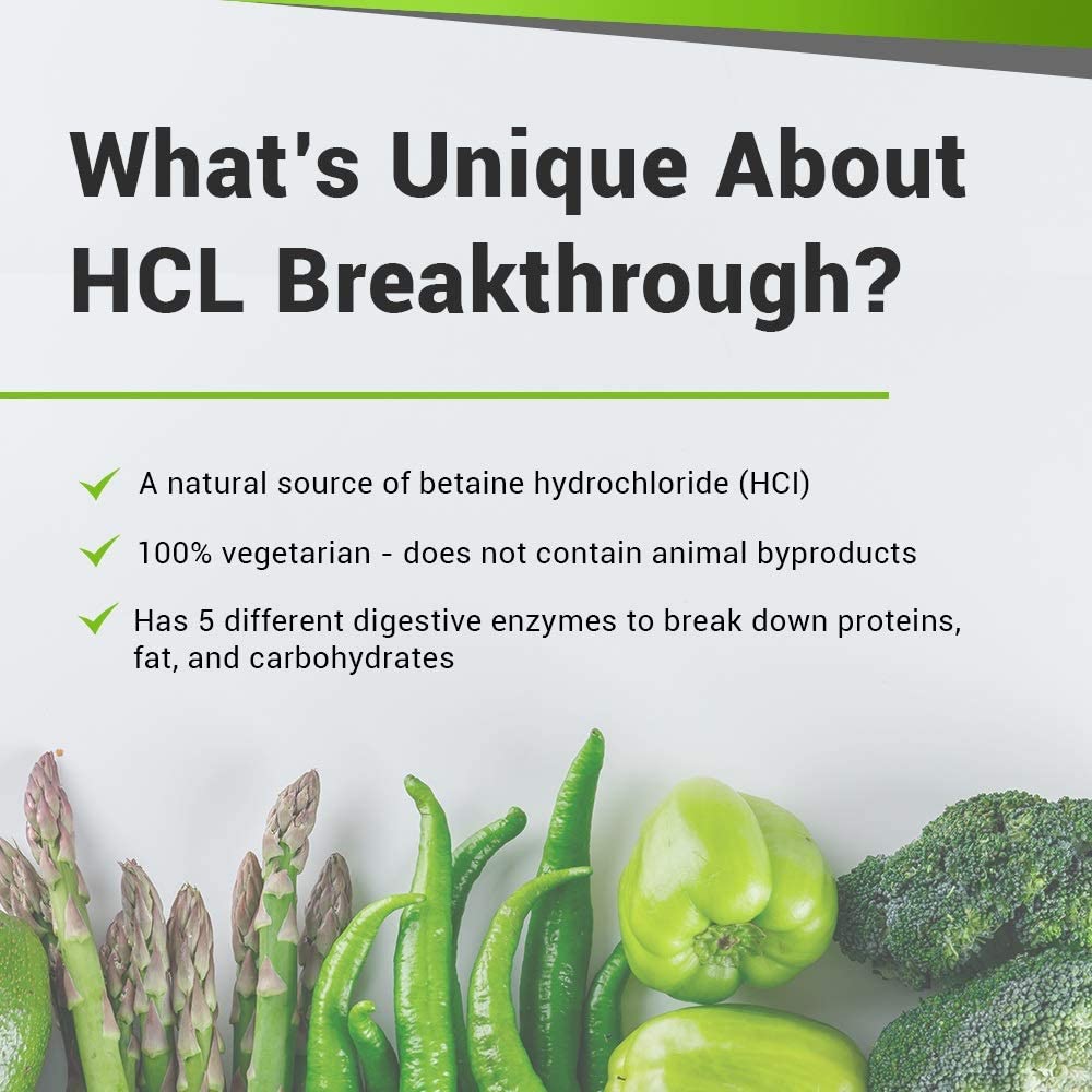 BIOptimizers HCL Breakthrough - Betaine Hydrochloride Enzymes Supplement - Assists with Protein Breakdown and Absorption - Helps Gas and Heartburn Relief - PrimeBioHealth - canada supplements