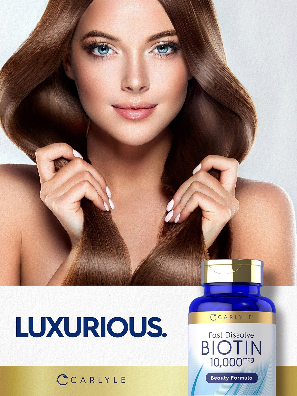 Carlyle Biotin 10000mcg | 250 Fast Dissolve Tablets | Max Strength | Vegetarian, Non-GMO, Gluten Free Supplement - PrimeBioHealth - canada supplements