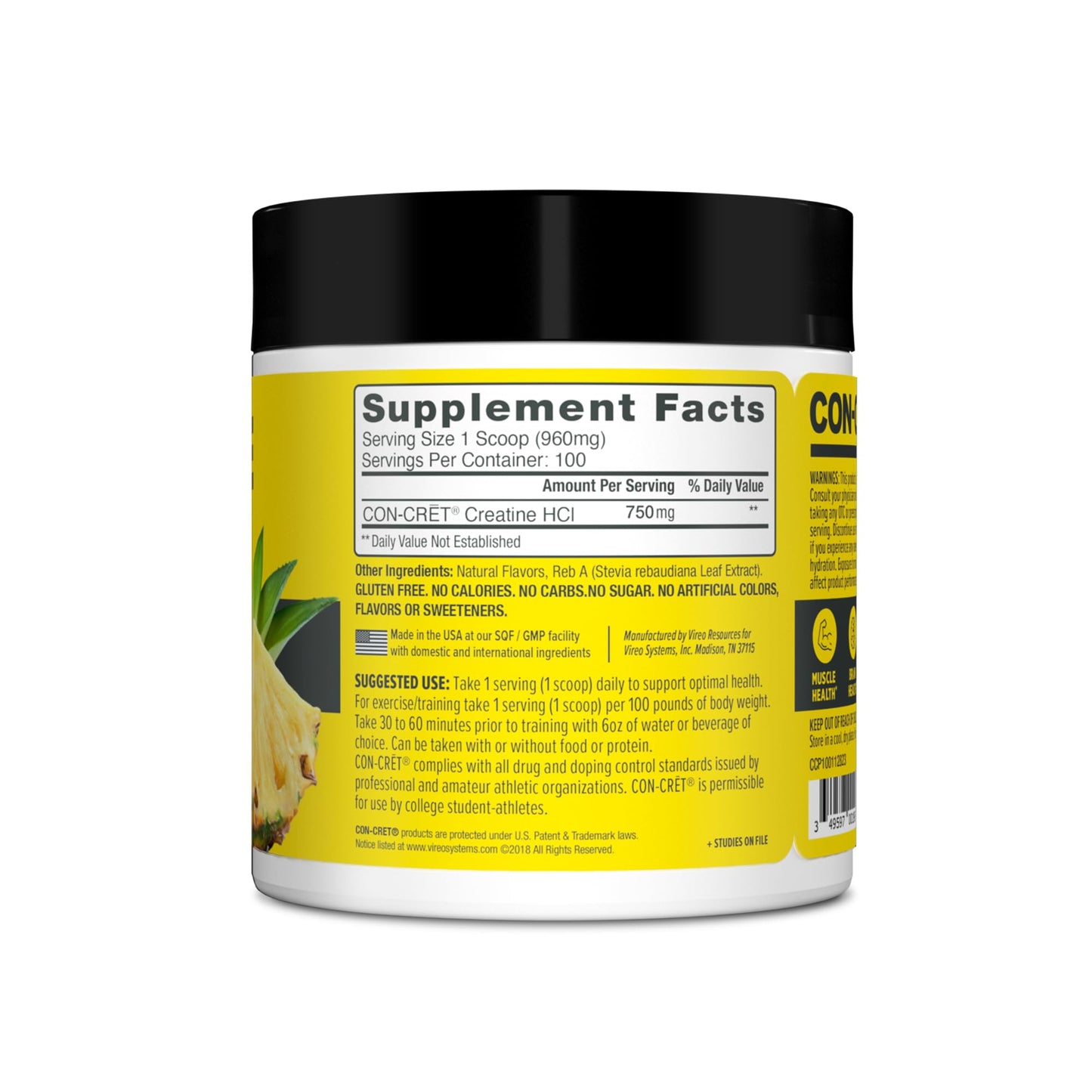 CON-CRET Creatine HCl Powder | Muscle, Cognitive, Cellular Energy Support | No Bloating or Cramps | USA Made & NSF Certified - PrimeBioHealth - canada supplements