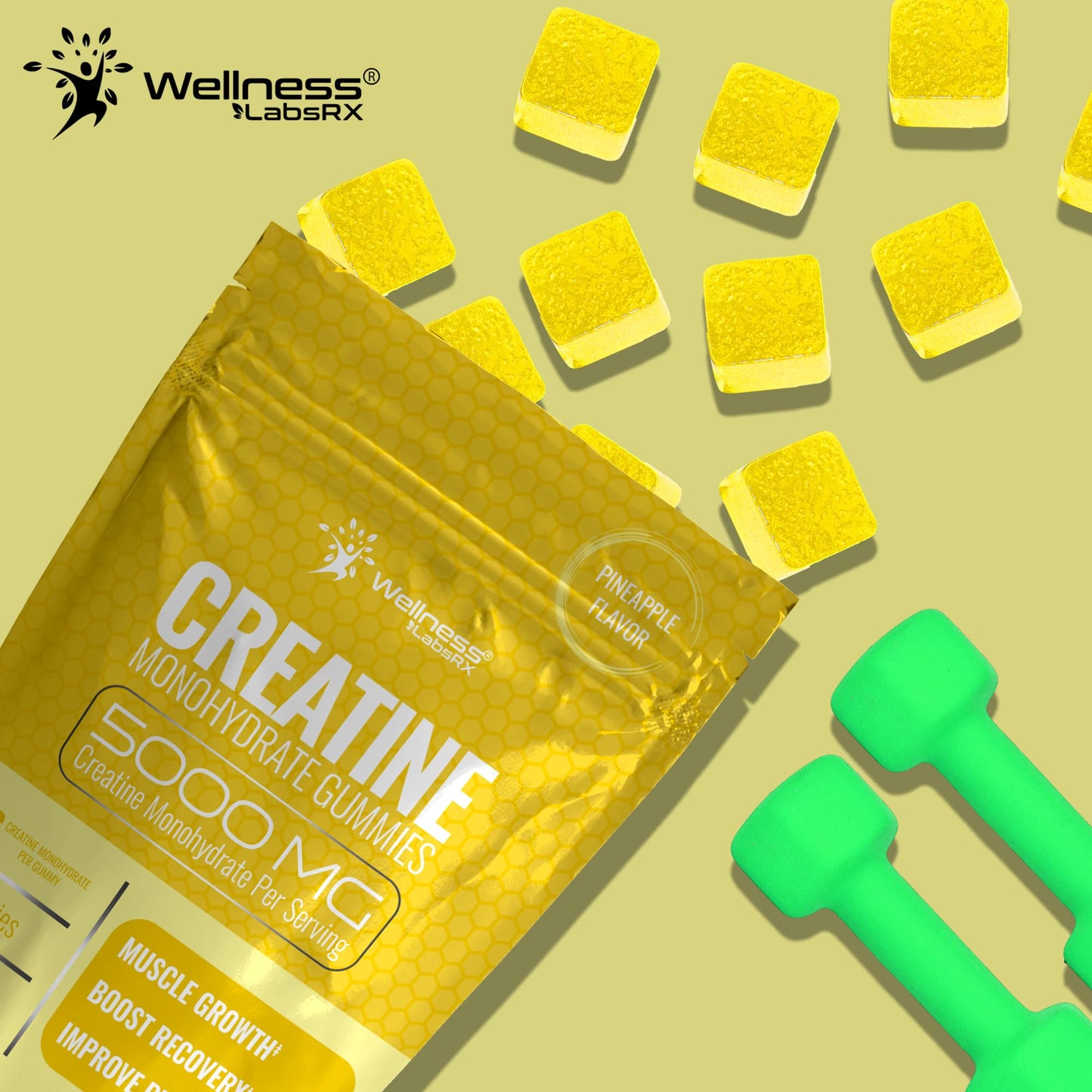 Creatine Gummies 5000mg, 30 Servings Creatine Monohydrate Gummies - Third-Party Tested Creatine for Women, Pineapple Flavor Creatine for Men, Muscle Growth, - PrimeBioHealth - canada supplements