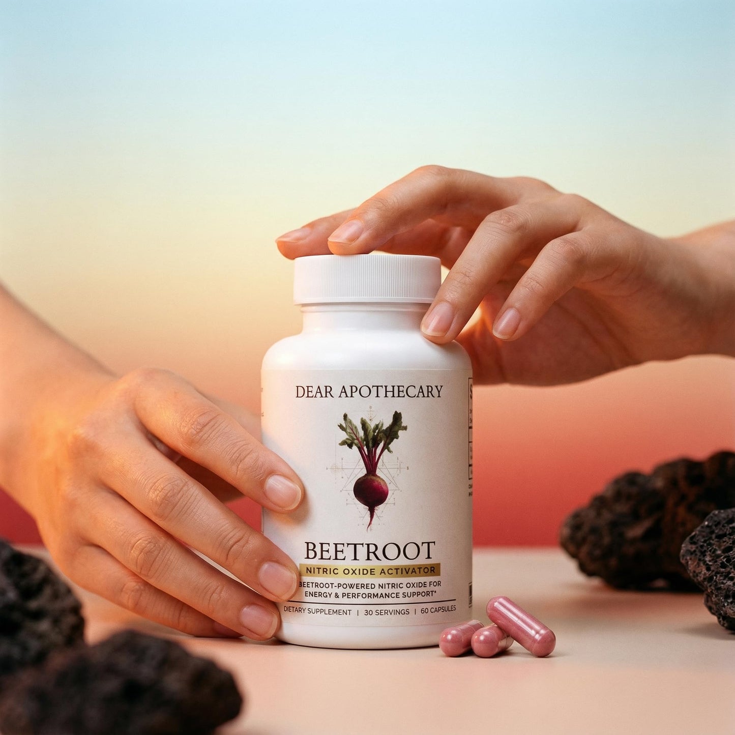 Dear Apothecary Organic Beetroot Capsules | 1300mg Beet Root Powder | Nitric Oxide Precursor | 60 Vegetarian Capsules | Non-GMO, Gluten Free, Vegan - PrimeBioHealth - canada supplements