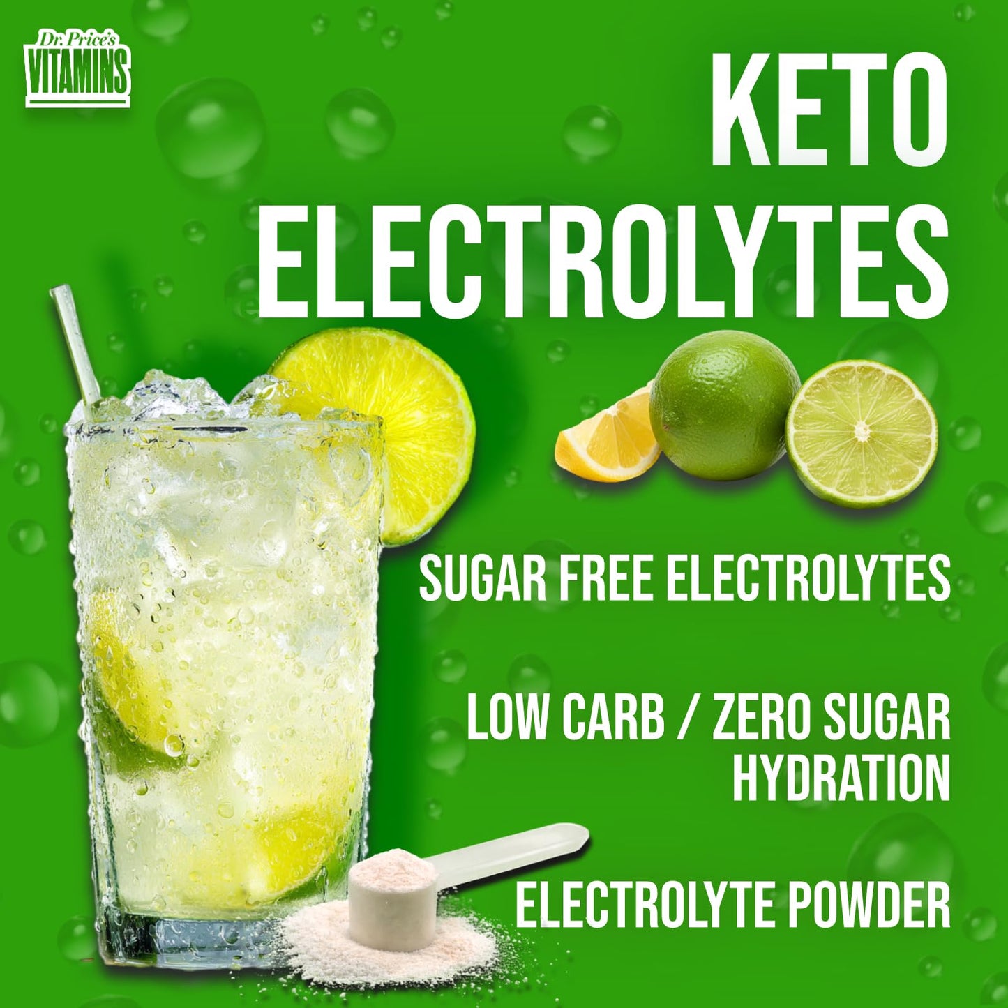 Dr. Price’s Electrolytes Powder Bulk – Lemon Lime, 90 Servings | Sugar Free Hydration Drink Mix with 72+ Trace Minerals, Manganese | Keto Electrolytes - PrimeBioHealth - canada supplements