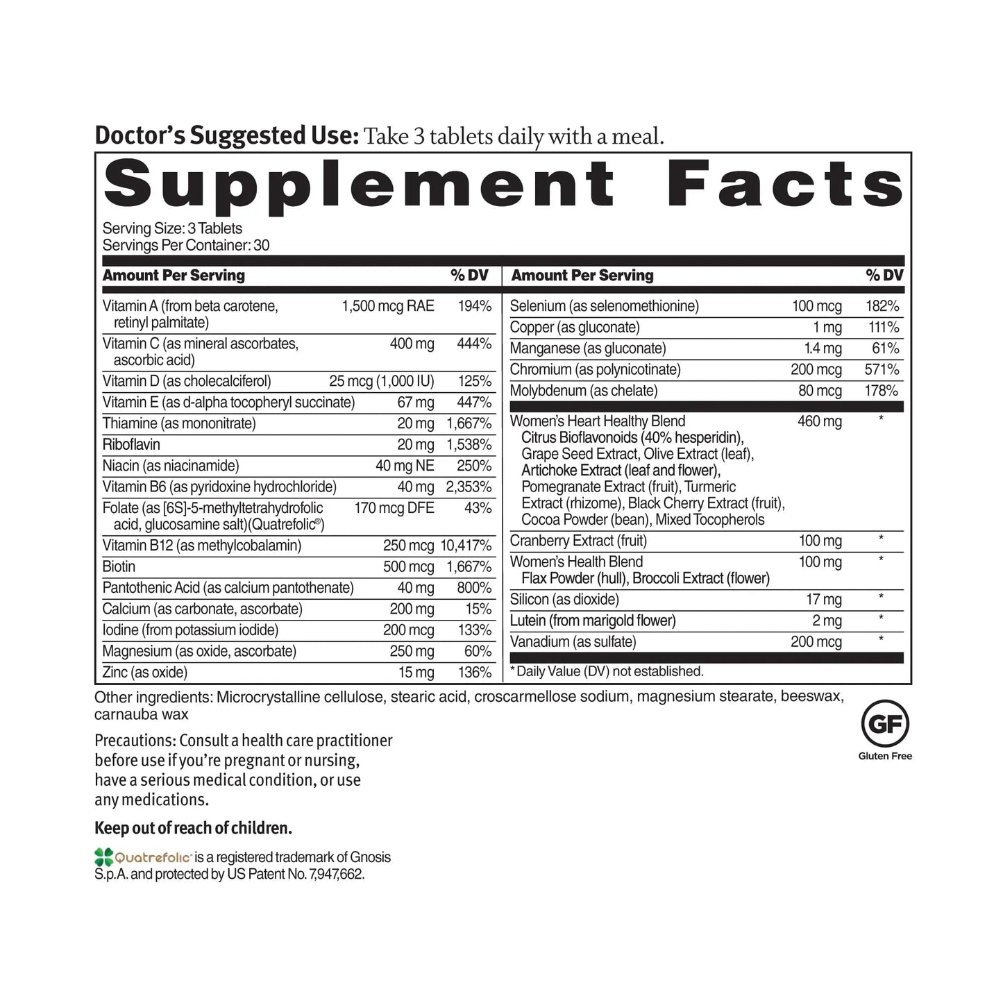 Dr. Sinatra Heart Healthy Multivitamin for Women with Vitamin D 1000 IU, A, B12, C, E, Biotin, Folate, and Zinc, 90 Tablets (30-Day Supply) - PrimeBioHealth - canada supplements