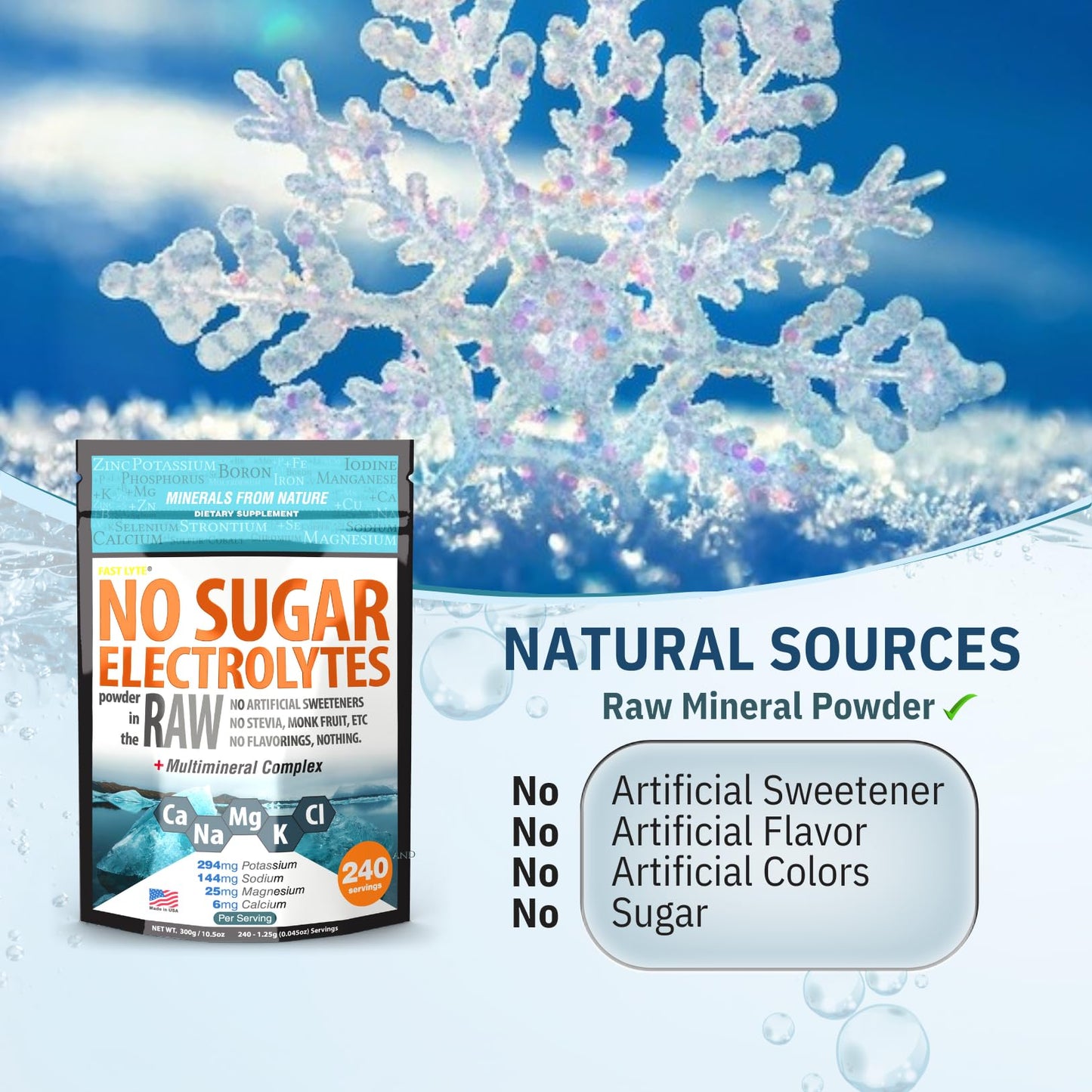 FAST LYTE No Sugar Electrolytes Powder in the Raw | Mix in Coffee, Soup, Juice, Water, Smoothies, Broth, Anything | No Sweeteners or Flavorings | Keto & Sugar Free | Non-GMO & Vegan - PrimeBioHealth - canada supplements