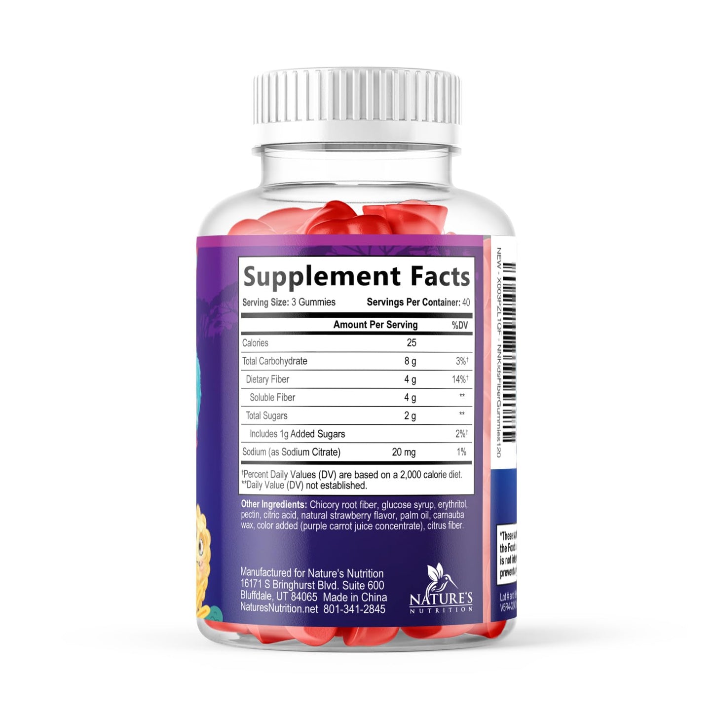 Fiber Gummies for Kids 4g Per Serving - Daily Fiber Gummy Supplement for Kids - Soluble Inulin Prebiotic Gummy for Digestive Health Support - Plant-Based Regularity - PrimeBioHealth - canada supplements
