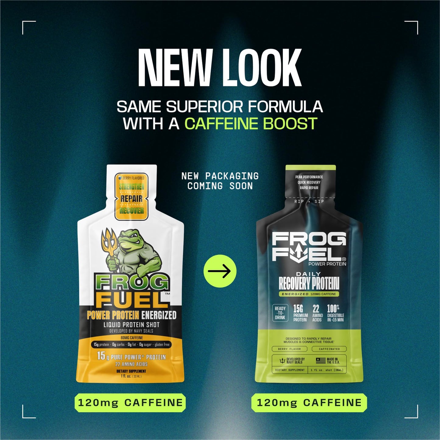 Frog Fuel Power Energized Complete Protein Shot, 15g, Nano Hydrolyzed & Grass Fed, 80mg Caffeine, Gluten Free, Fat & Sugar Free, 22 Amino Acids, - PrimeBioHealth - canada supplements