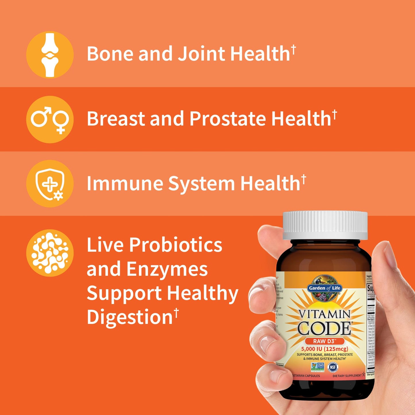Garden of Life Vitamin D3 5000 IU, Raw Whole Food Supplements with Chlorella, Fruit, Veggies & Probiotics for Bone & Immune Health - PrimeBioHealth - canada supplements