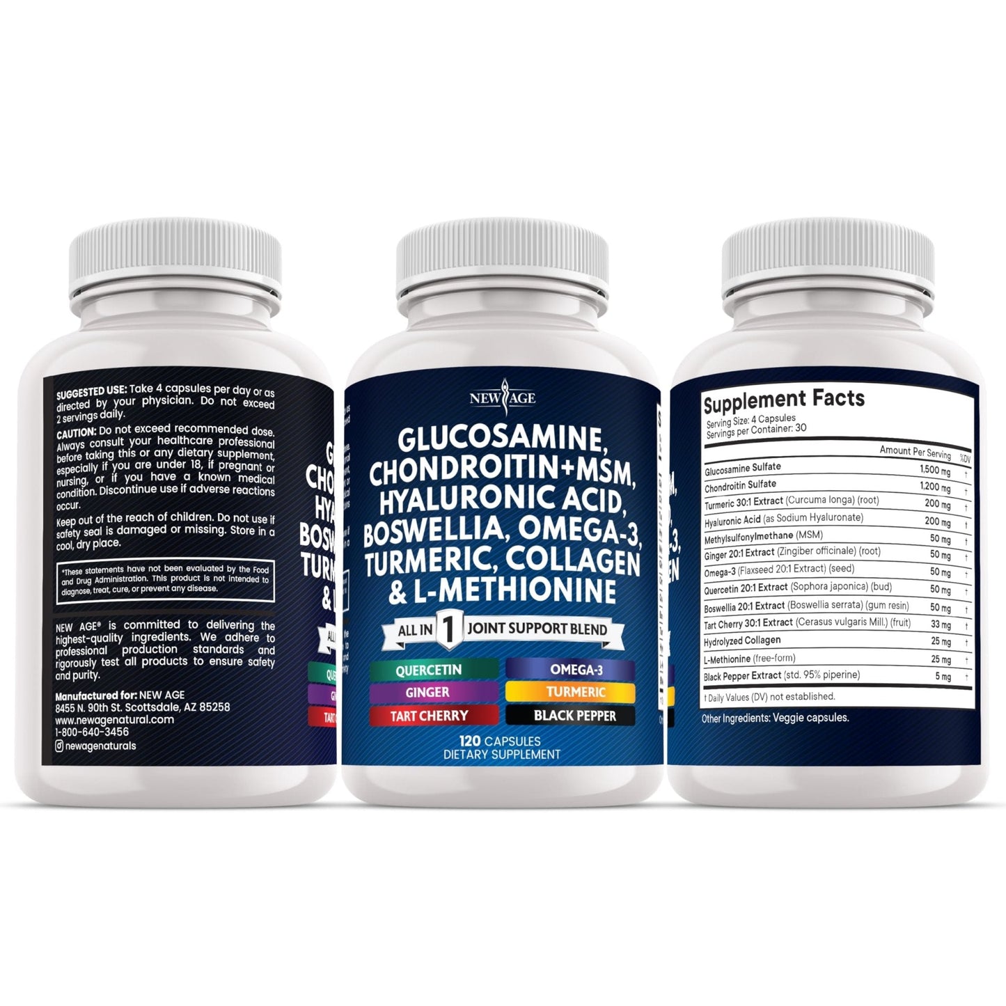Glucosamine Chondroitin, MSM, Turmeric Curcumin, Collagen, Hyaluronic Acid, Omega 3 – Health Supplement for Men & Women – 240 Count - PrimeBioHealth - canada supplements
