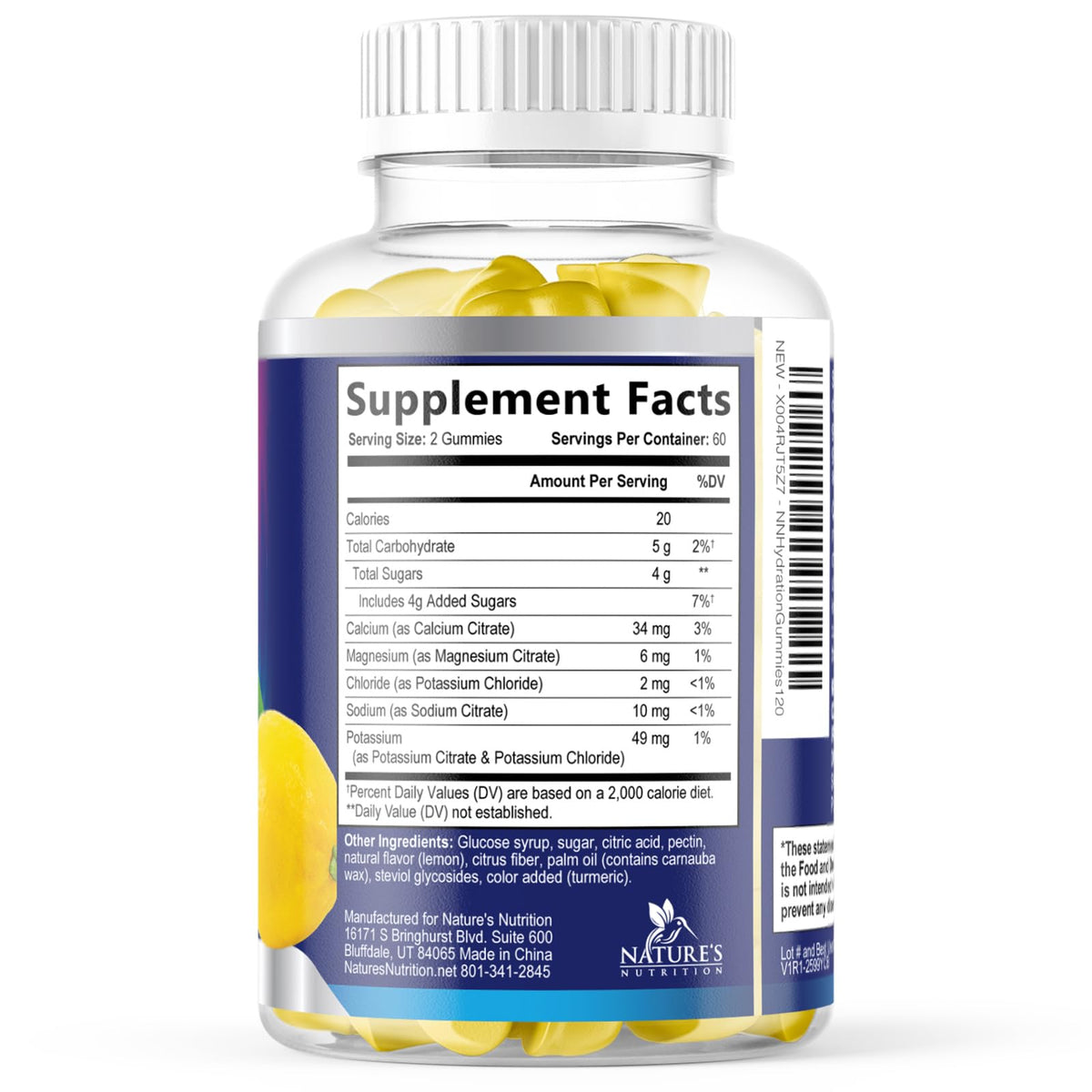 Hydration Electrolyte Gummies - Daily Liquid Replenisher Gummy - Electrolyte Multiplier with Minerals, Potassium & Real Salt - Vegan, Non-GMO - Tasty Lemon Flavor Hydration Electrolytes - PrimeBioHealth - canada supplements