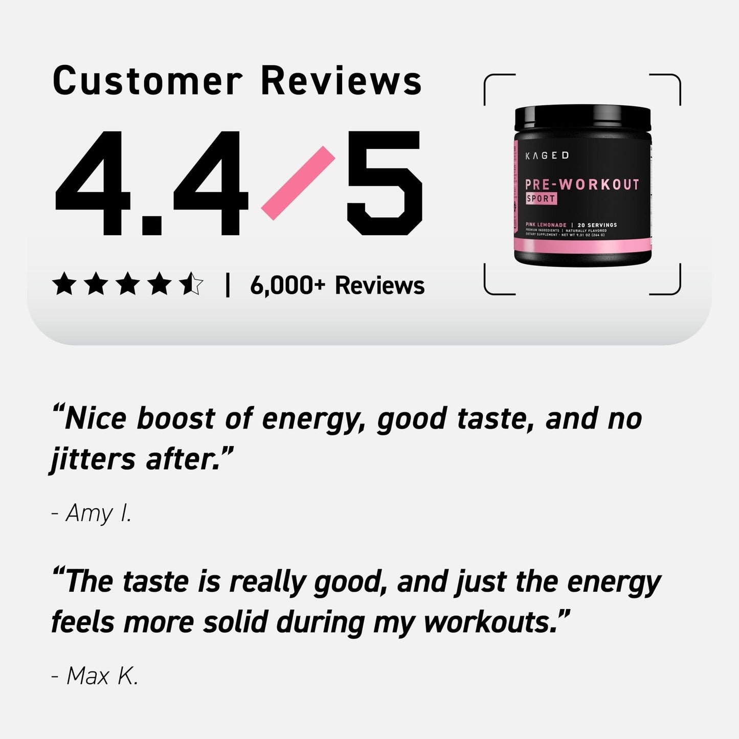 Kaged Sport Pre Workout Powder for Men & Women, Pink Lemonade, Sport Certified, 188mg Caffeine, Nitric Oxide, Beta Alanine, 20 Servings - PrimeBioHealth - canada supplements