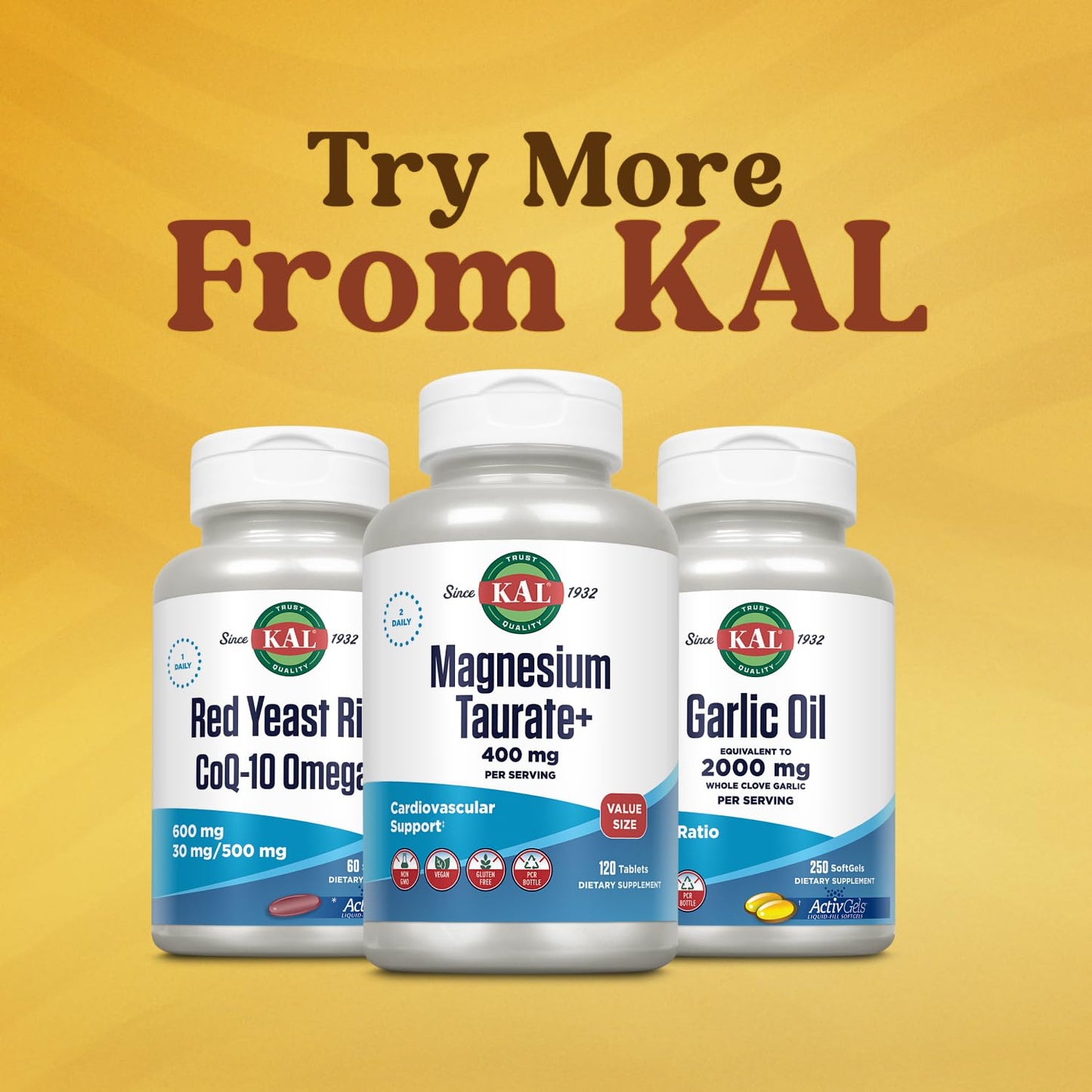 KAL Magnesium Taurate 400mg Plus Vitamin B6, Chelated Magnesium Supplement, High Absorption Magnesium Complex, Muscle and Heart Health Support, Vegan, Gluten Free, 60-Day Guarantee, 60 Serv, 120 Tabs - PrimeBioHealth - canada supplements