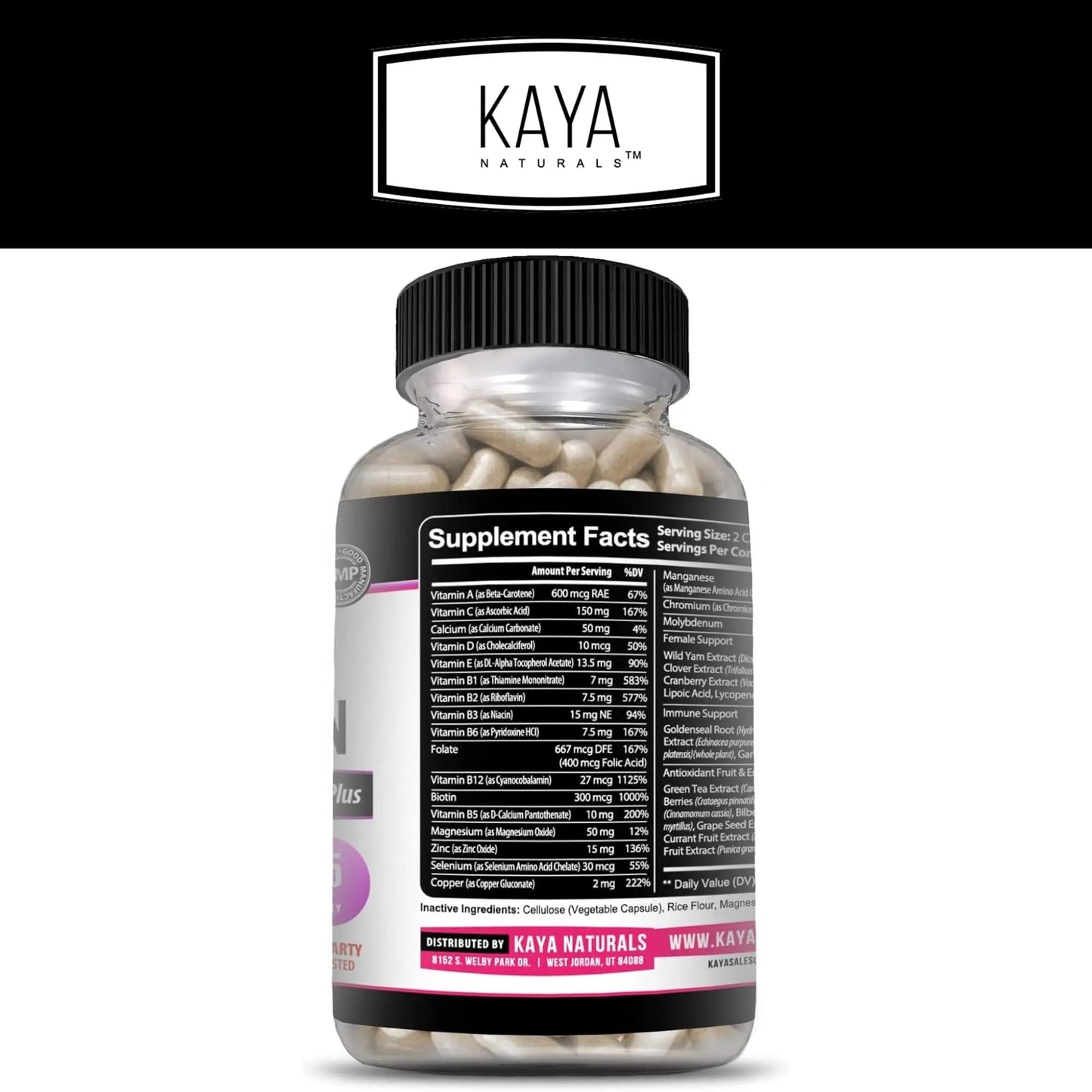 Kaya Naturals Women's Multivitamin, Overall Healthy Antioxidant, and Immune Support, Vitamins A, D, C, E, Biotin - PrimeBioHealth - canada supplements