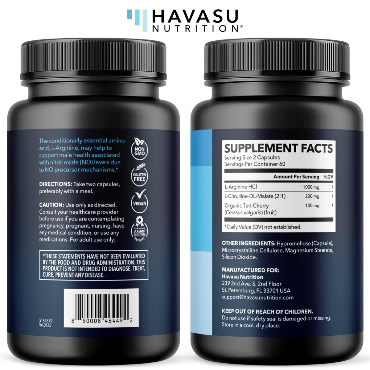 L-Arginine Capsules with L-Citrulline - Nitric Oxide Supplement - L Arginine and L Citrulline Blend - 120 Count - Vegan, Non-GMO Capsules for Performance - PrimeBioHealth - canada supplements