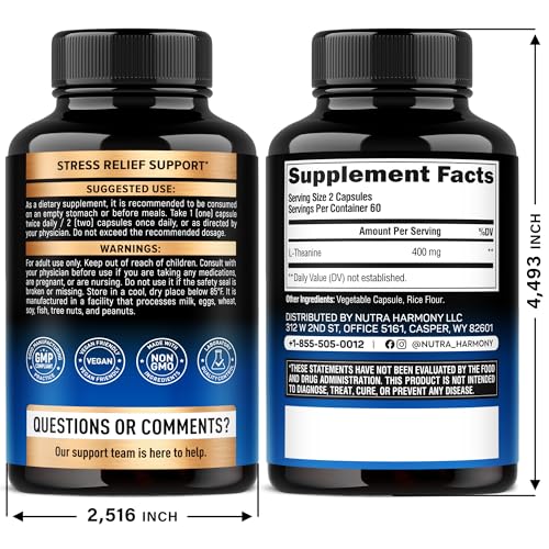 L Theanine 400 mg | L-Theanine Stress Relief | Extra Strength Supplement | Made in USA | Relaxation, Sleep & Calm Support | For Men & Women | Plant Based - PrimeBioHealth - canada supplements