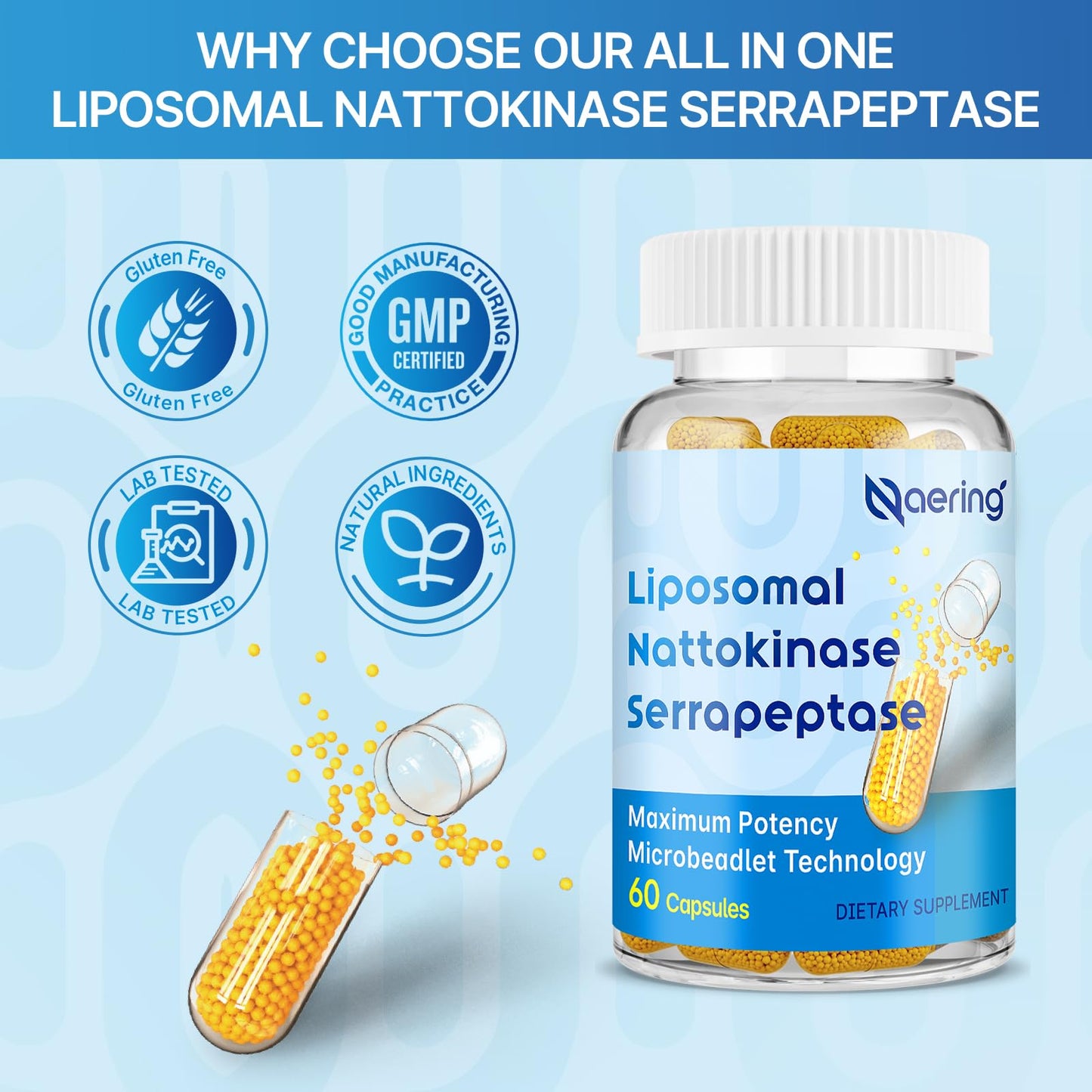 Liposomal Nattokinase 12,000 FU Serrapeptase 360,000 SPU Enzyme Supplement - Enriched with Synergistic Enzymes and Nutrient Blend & Inulin for Circulatory - PrimeBioHealth - canada supplements