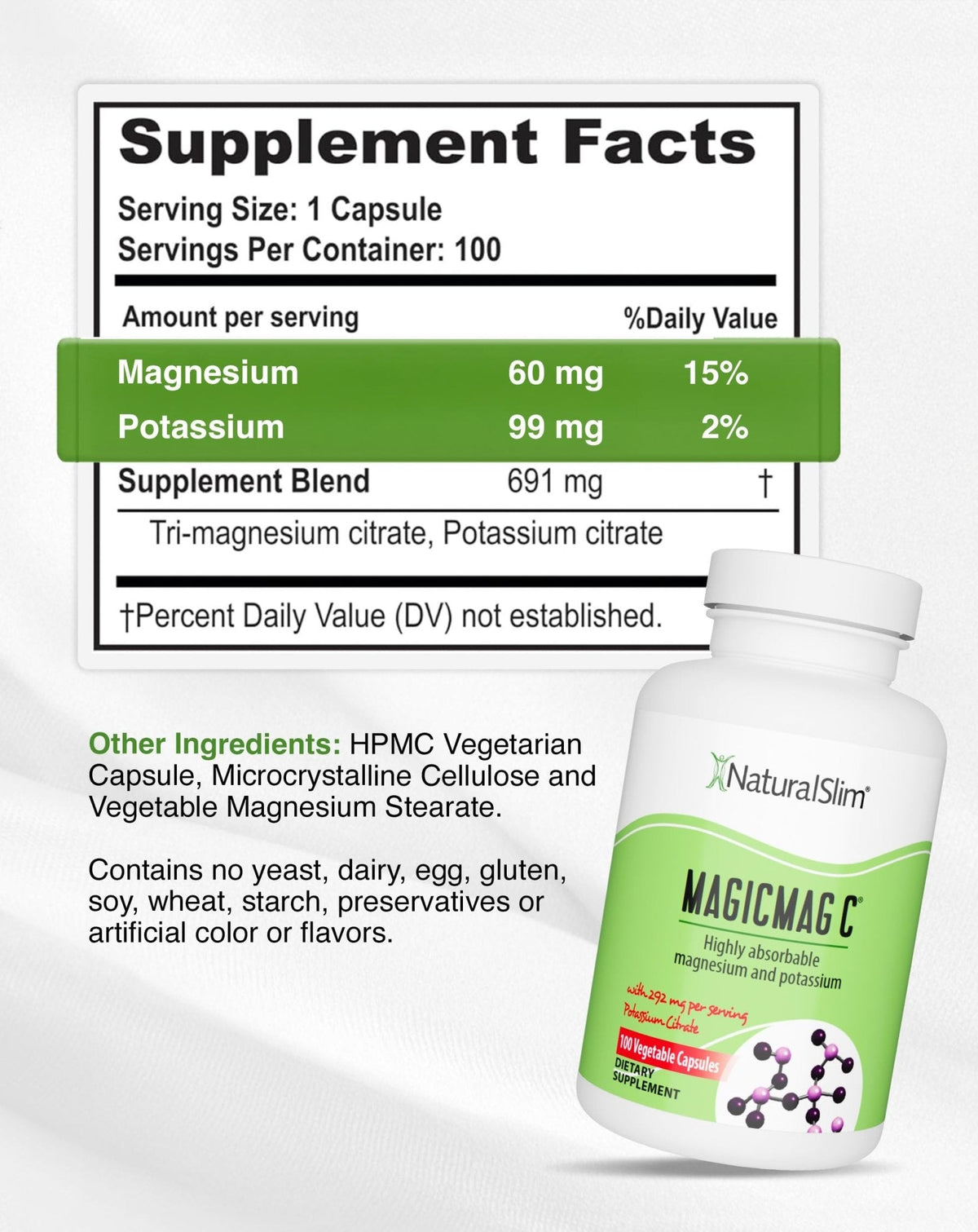 MagicMag C by NaturalSlim, Magnesium Citrate Capsules for Muscle Relaxation, Sleep Quality, Nerve Function & Electrolyte Support, Daily Magnesium Supplement - PrimeBioHealth - canada supplements