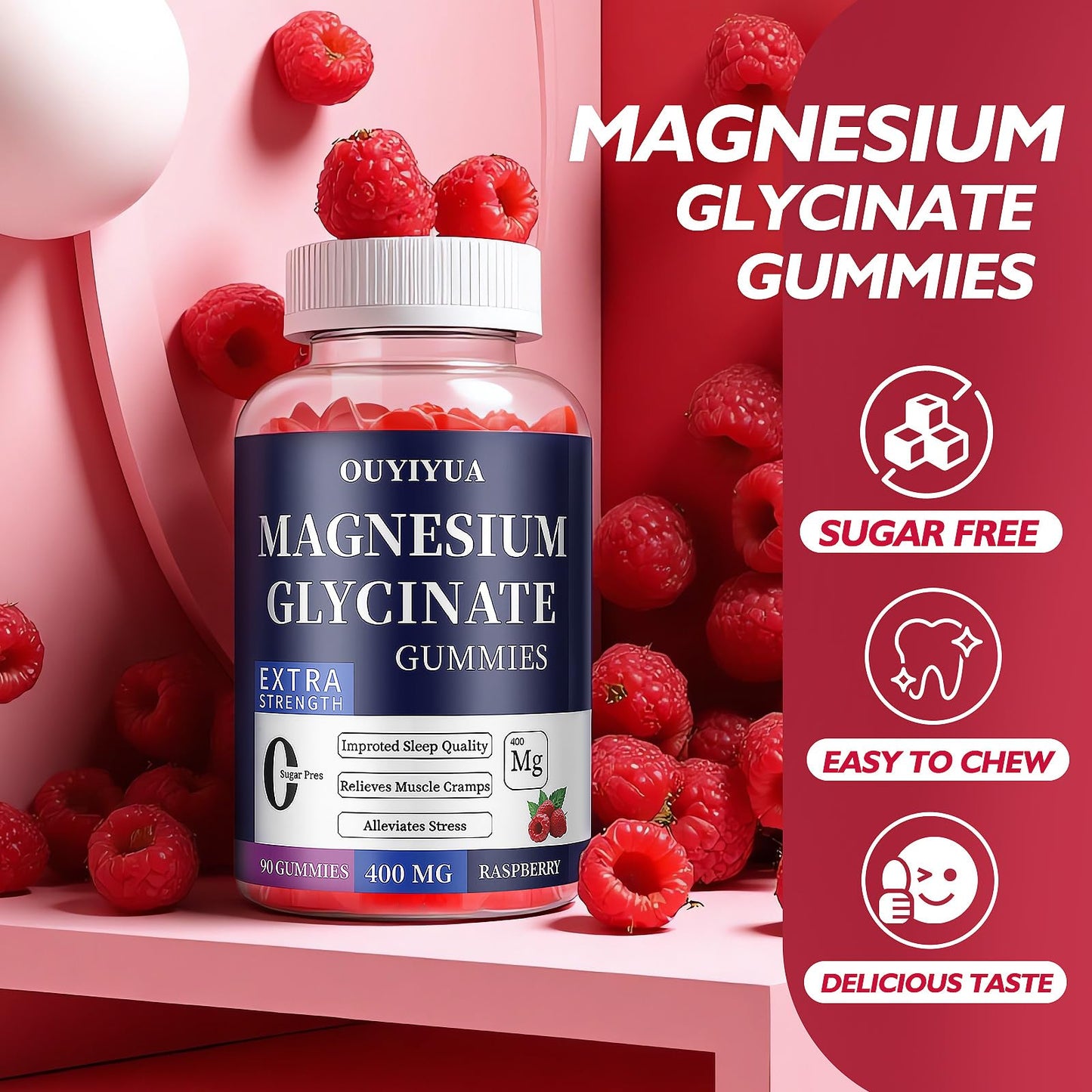 Magnesium Glycinate 400mg Gummies, Sugar Free Magnesium Gummies with Vitamins D, B6 for Sleep Support, - PrimeBioHealth - canada supplements