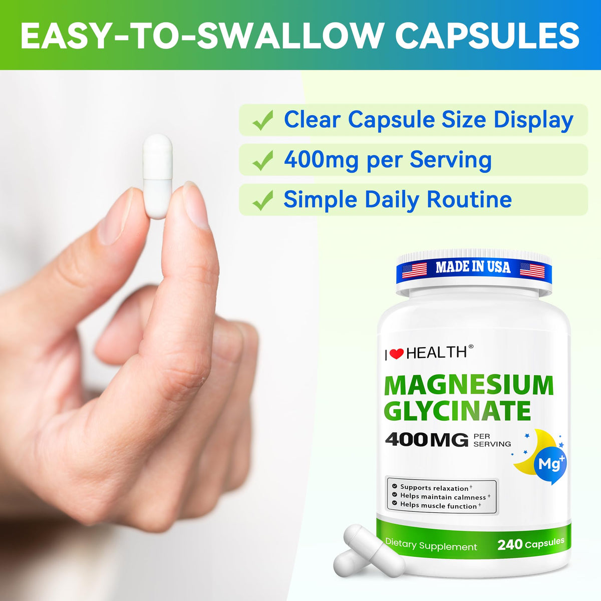 Magnesium Glycinate 400mg per Capsule – 240 Capsules – High Absorption Magnesium Supplement for Relaxation, Calmness & Muscle Support – Gentle on Stomach - PrimeBioHealth - canada supplements